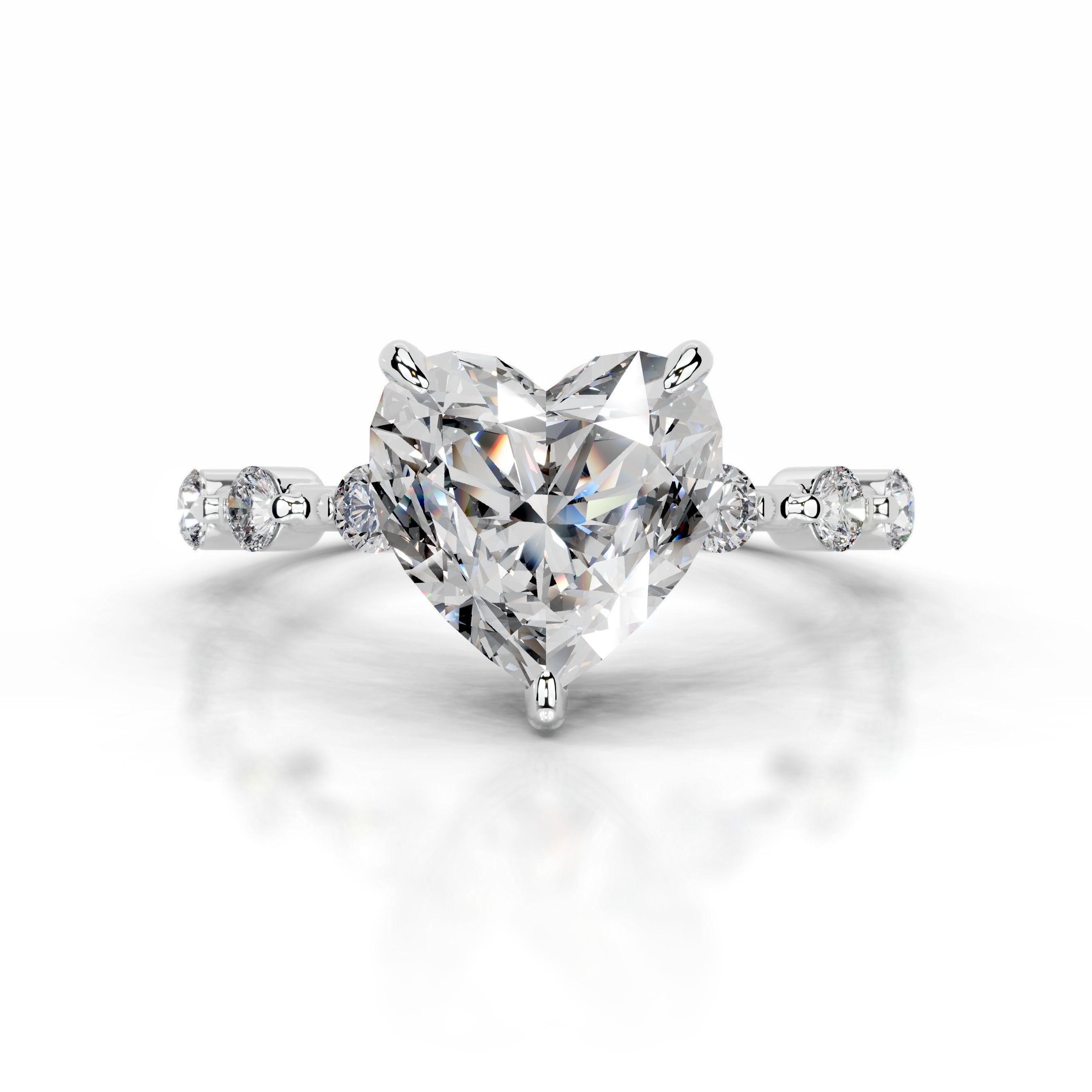 Bell Diamond Engagement Ring - 14K White Gold