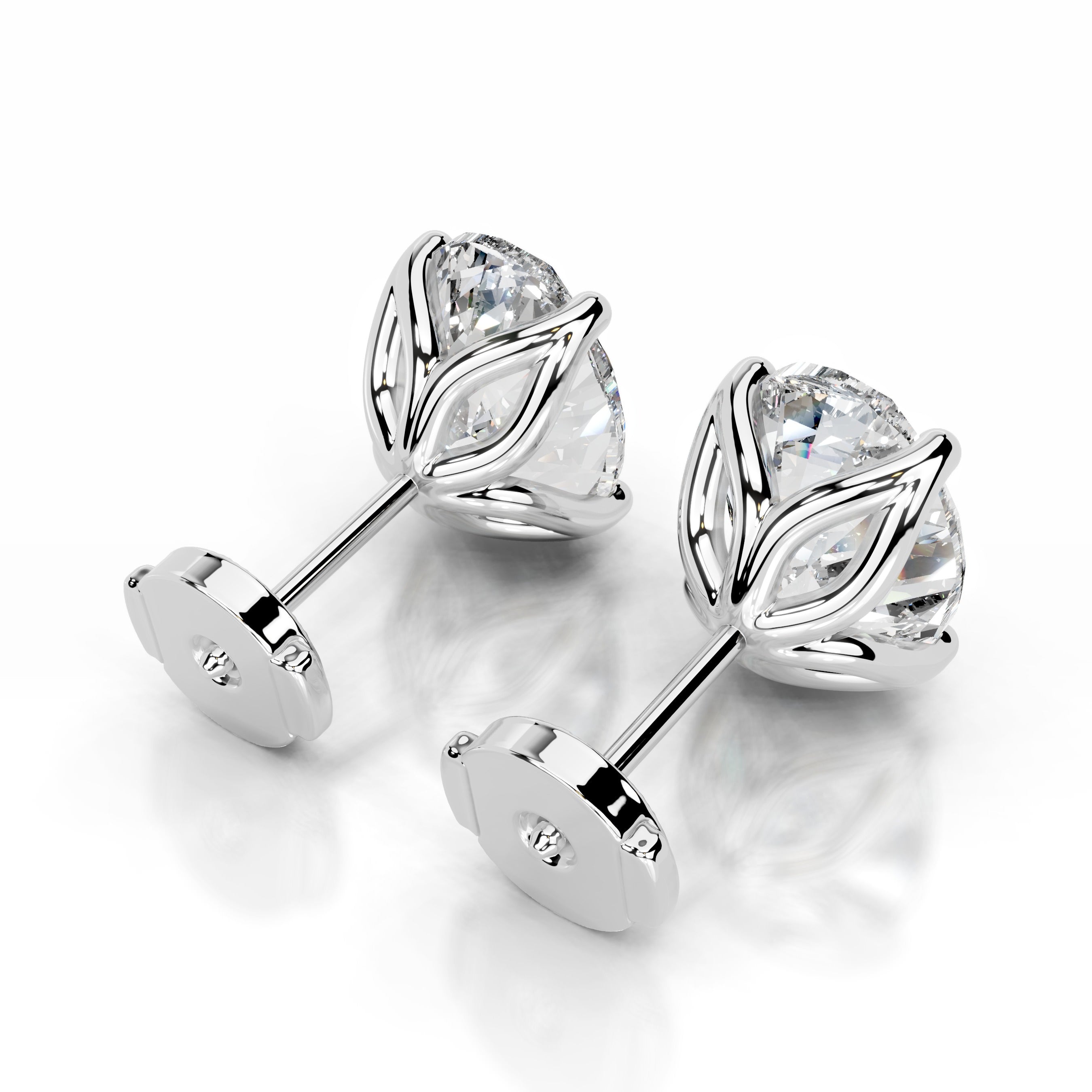 Doris Diamond Studs Earrings - 18K White Gold