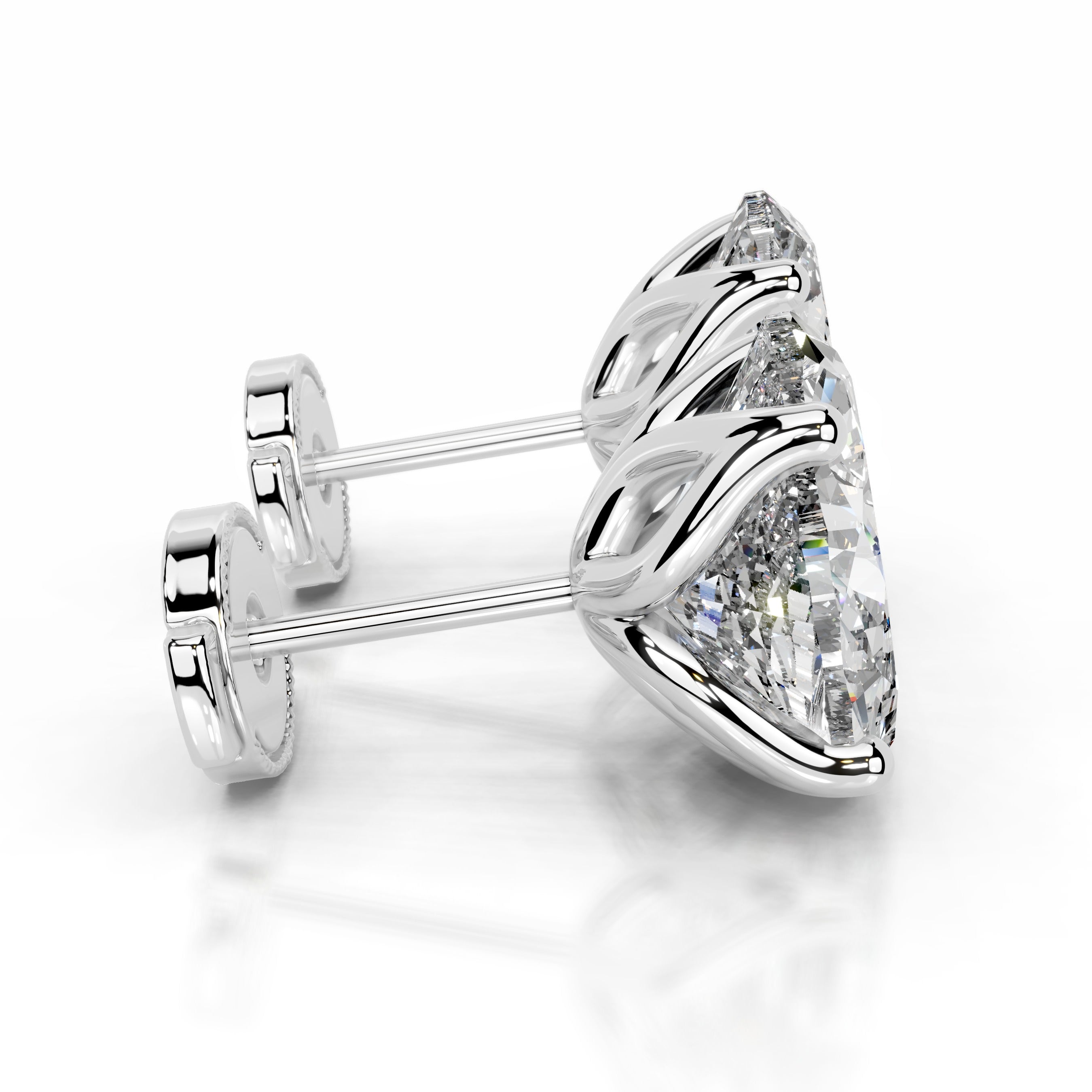 Doris Diamond Studs Earrings - 18K White Gold