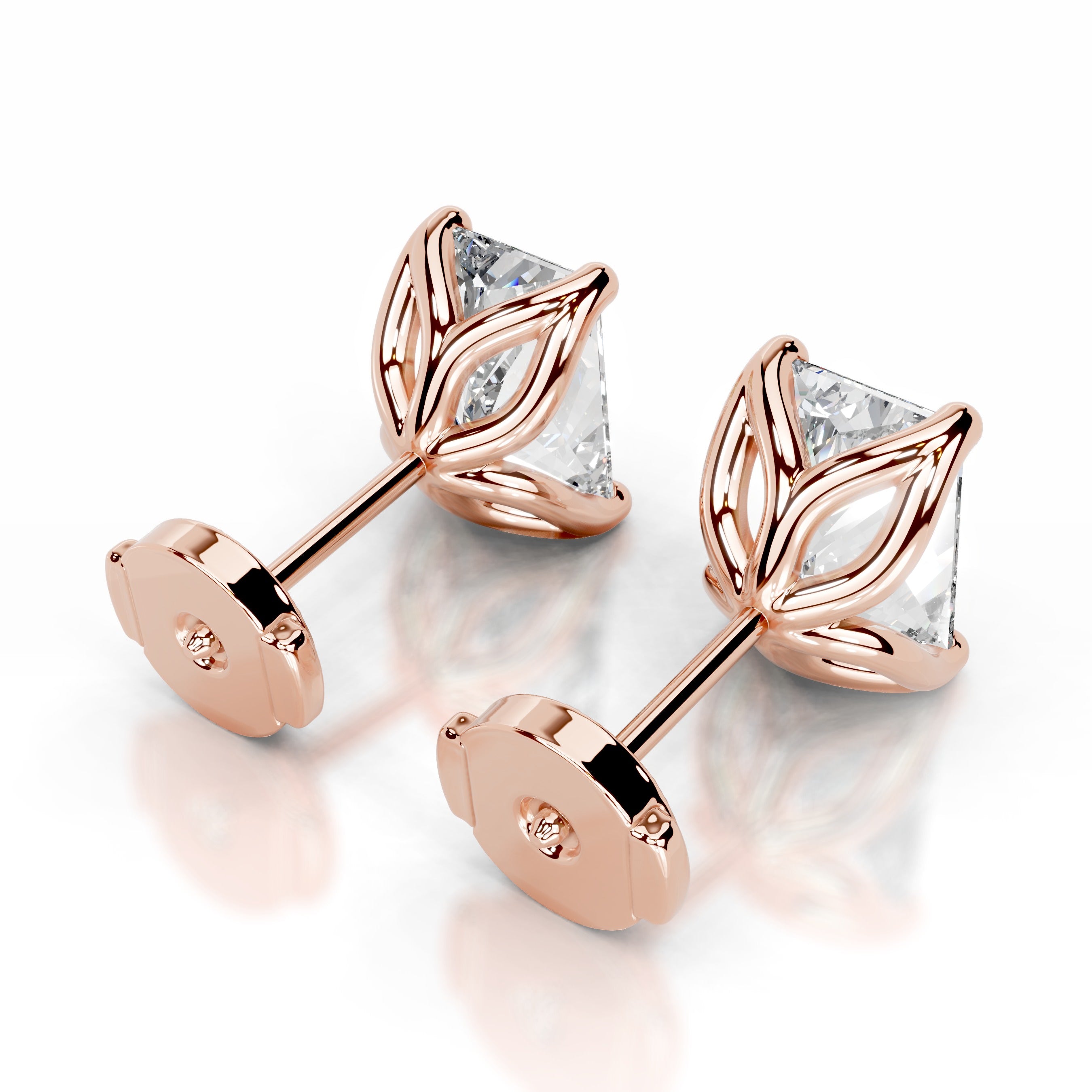 Doris Diamond Studs Earrings - 14K Rose Gold