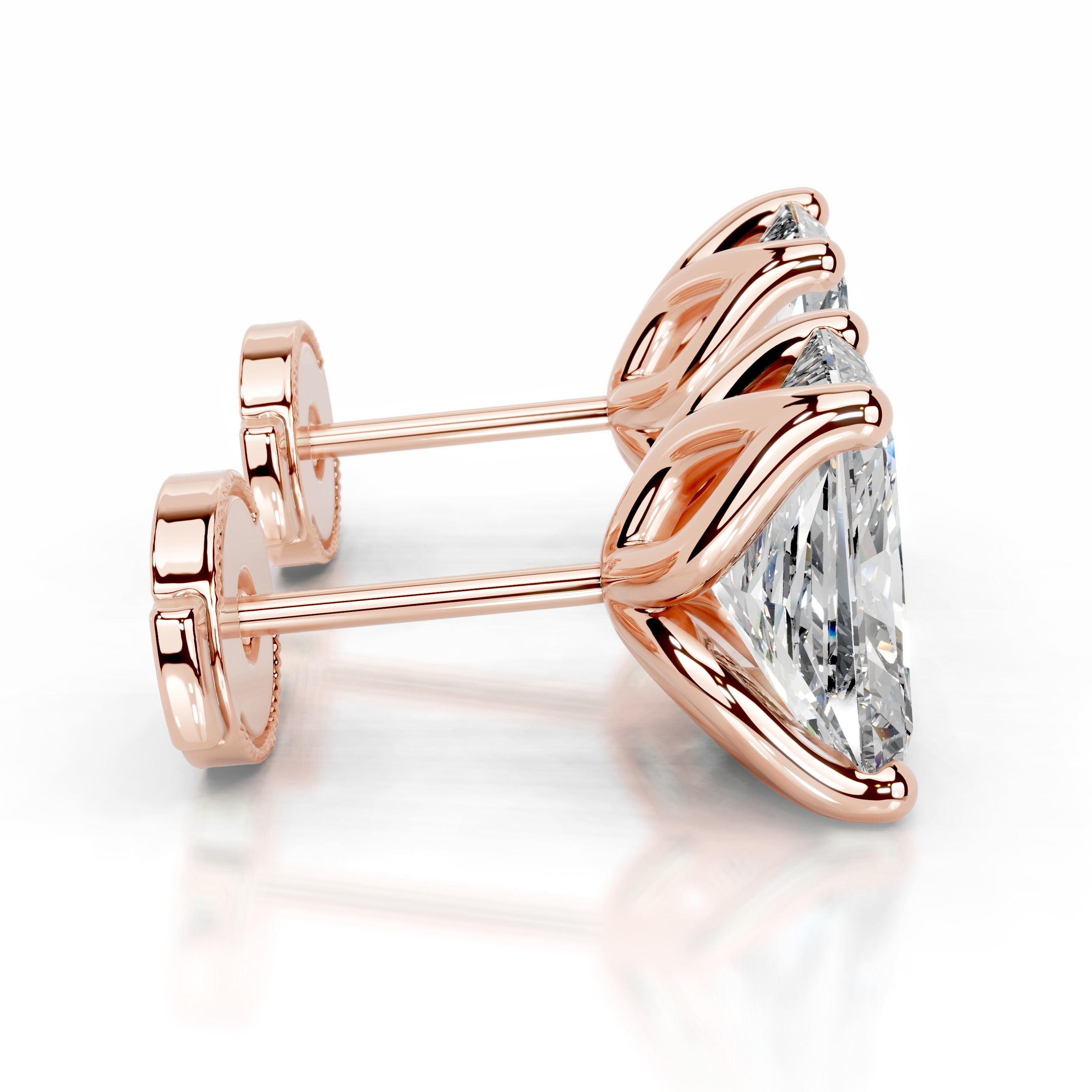 Doris Diamond Studs Earrings - 14K Rose Gold