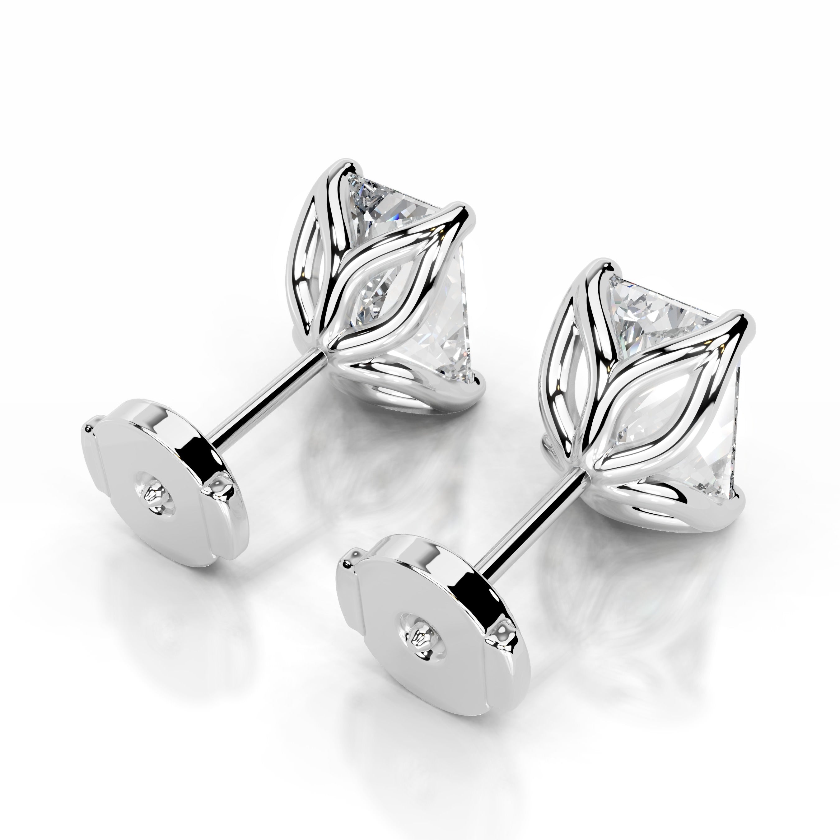 Doris Lab Grown Diamond Studs Earrings - 18K White Gold