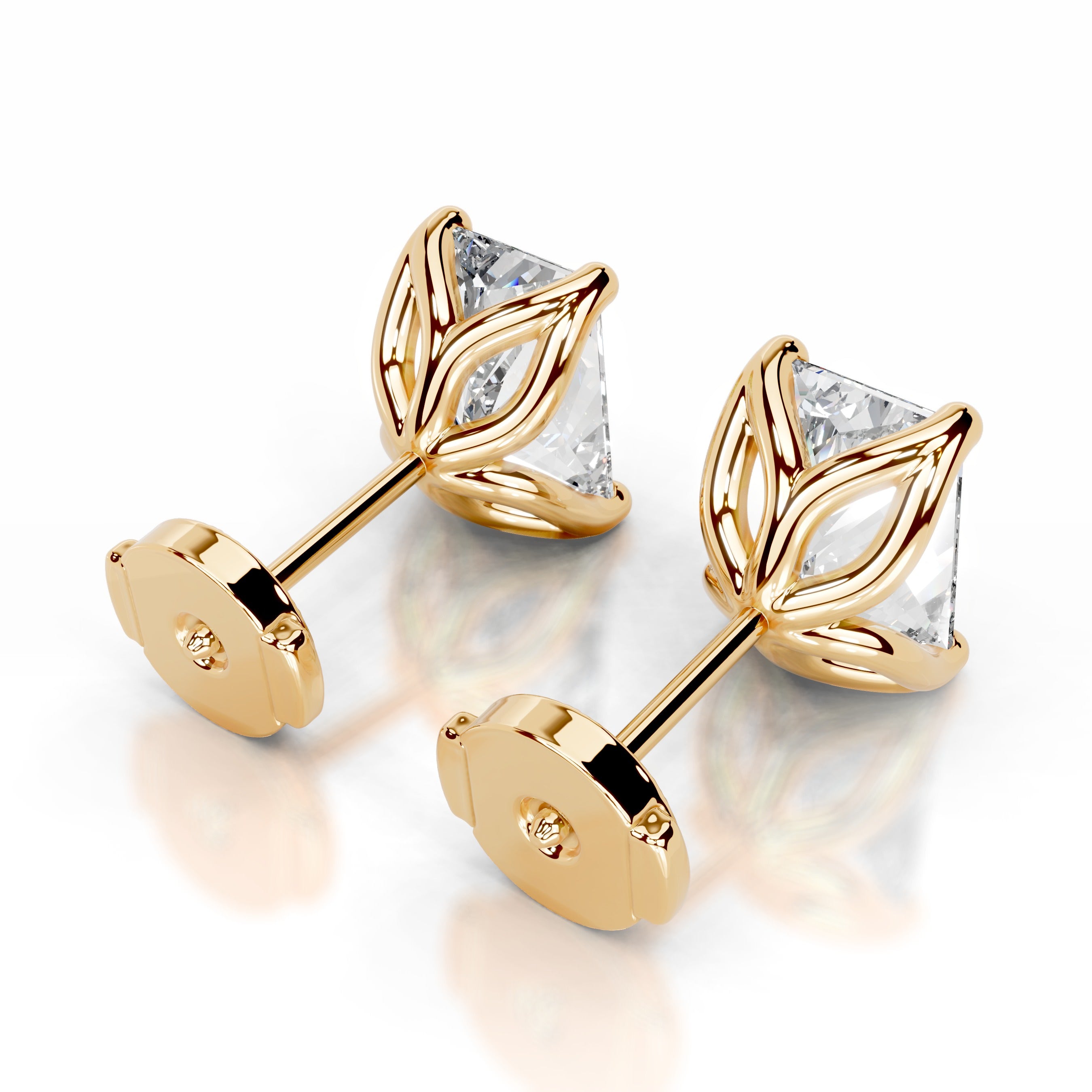 Doris Diamond Studs Earrings - 18K Yellow Gold