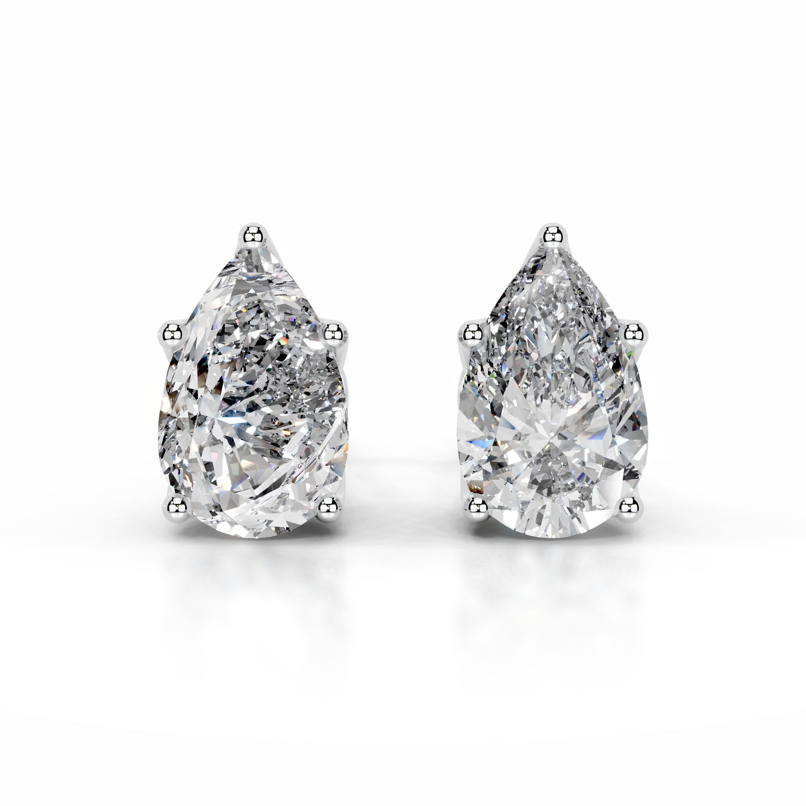 Doris Diamond Studs Earrings - 14K White Gold