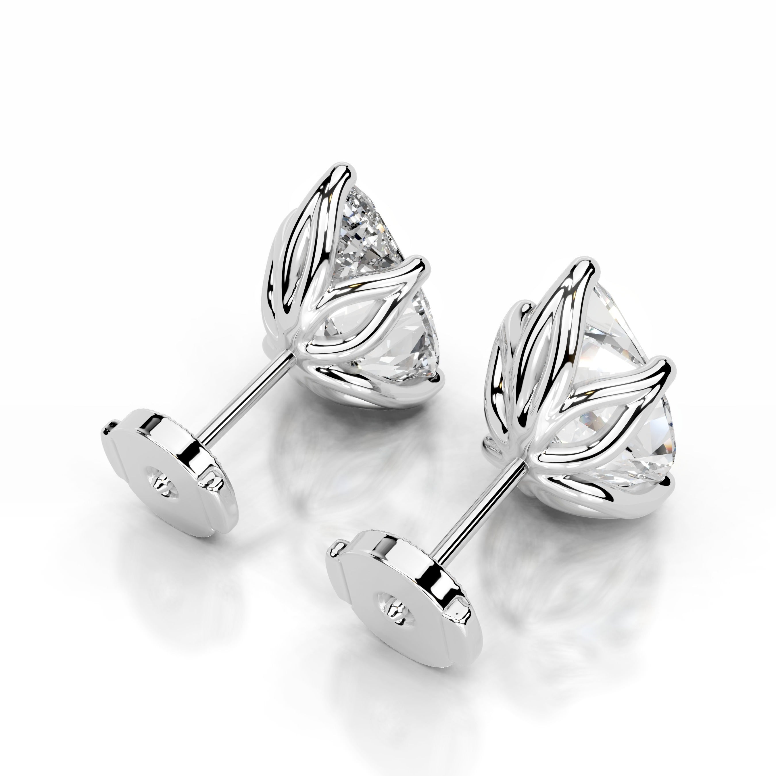 Doris Diamond Studs Earrings - 14K White Gold