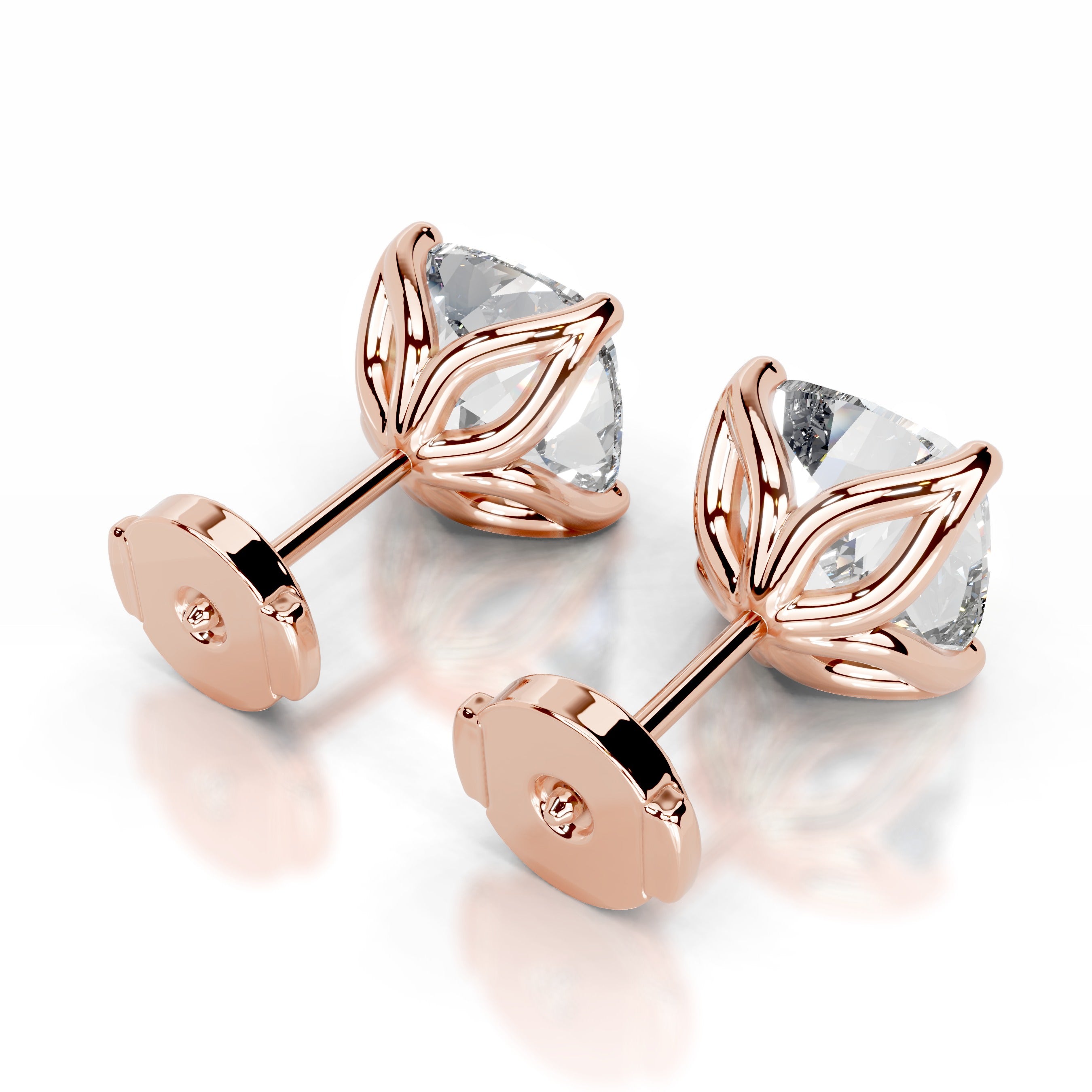 Doris Diamond Studs Earrings - 14K Rose Gold