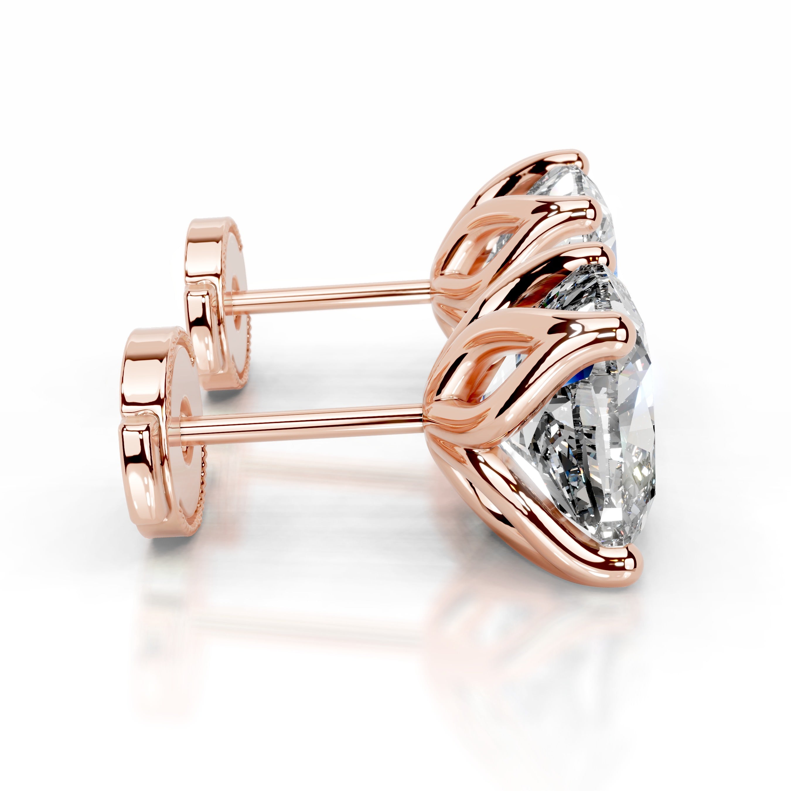 Doris Diamond Studs Earrings - 14K Rose Gold