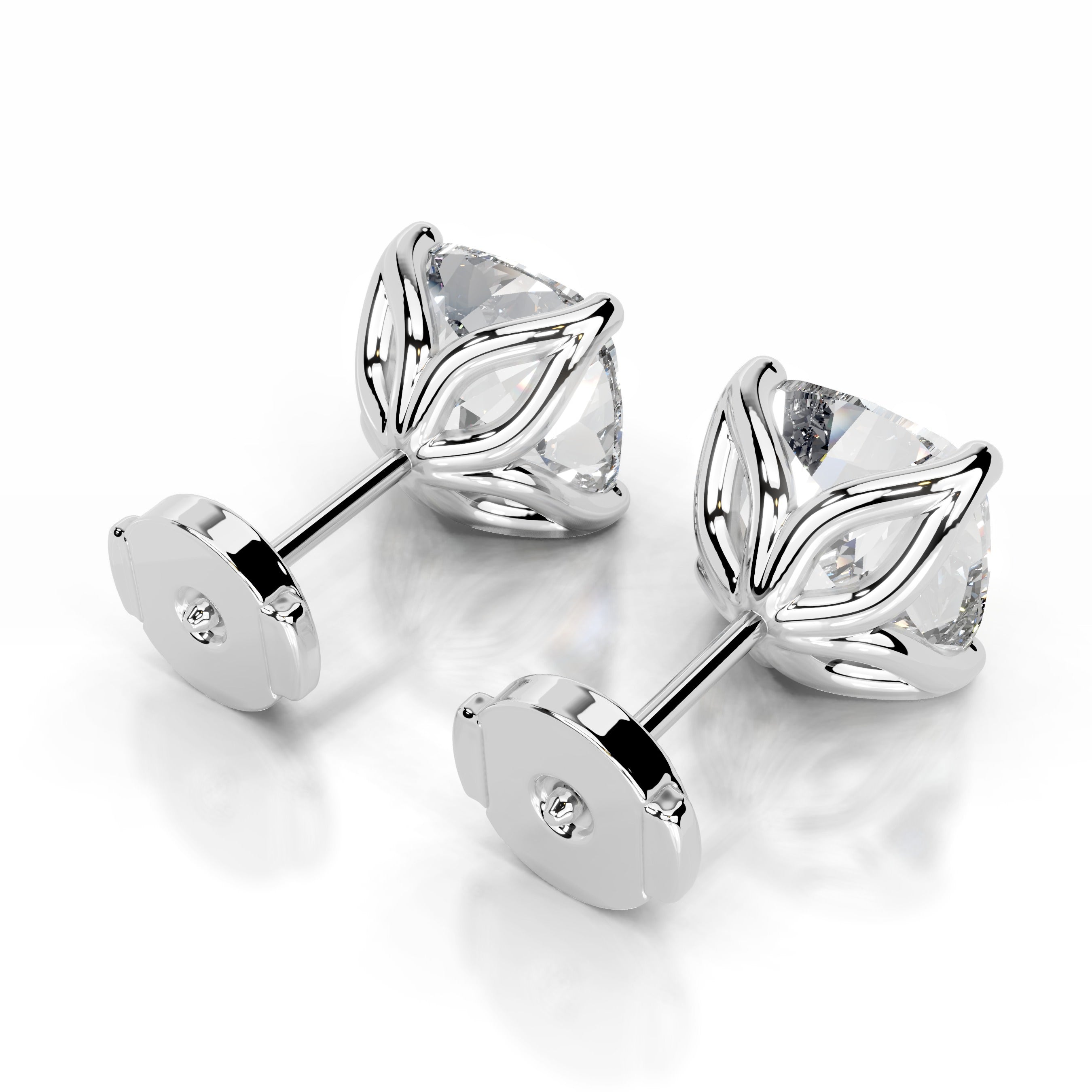 Doris Diamond Studs Earrings - 14K White Gold