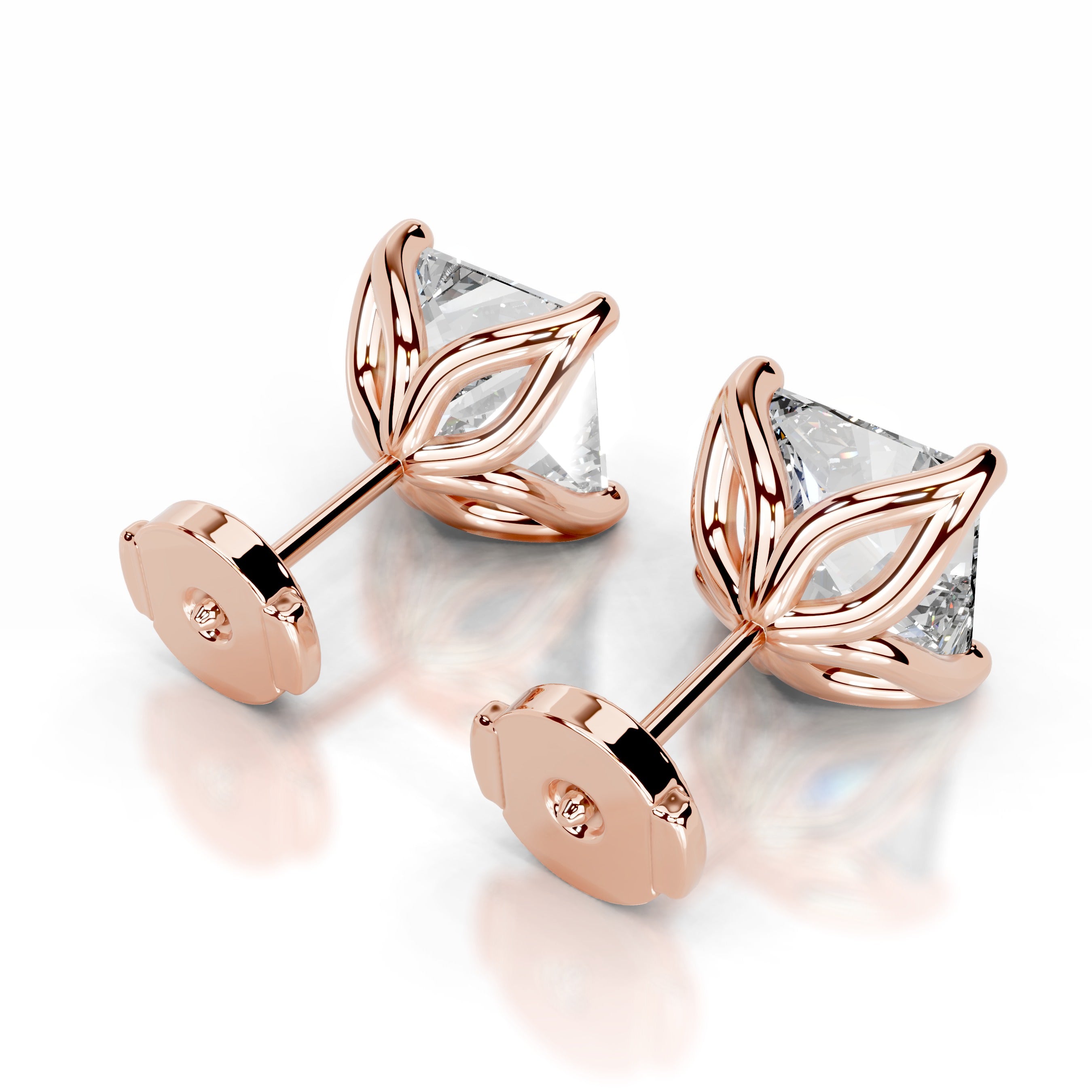 Doris Diamond Studs Earrings - 14K Rose Gold