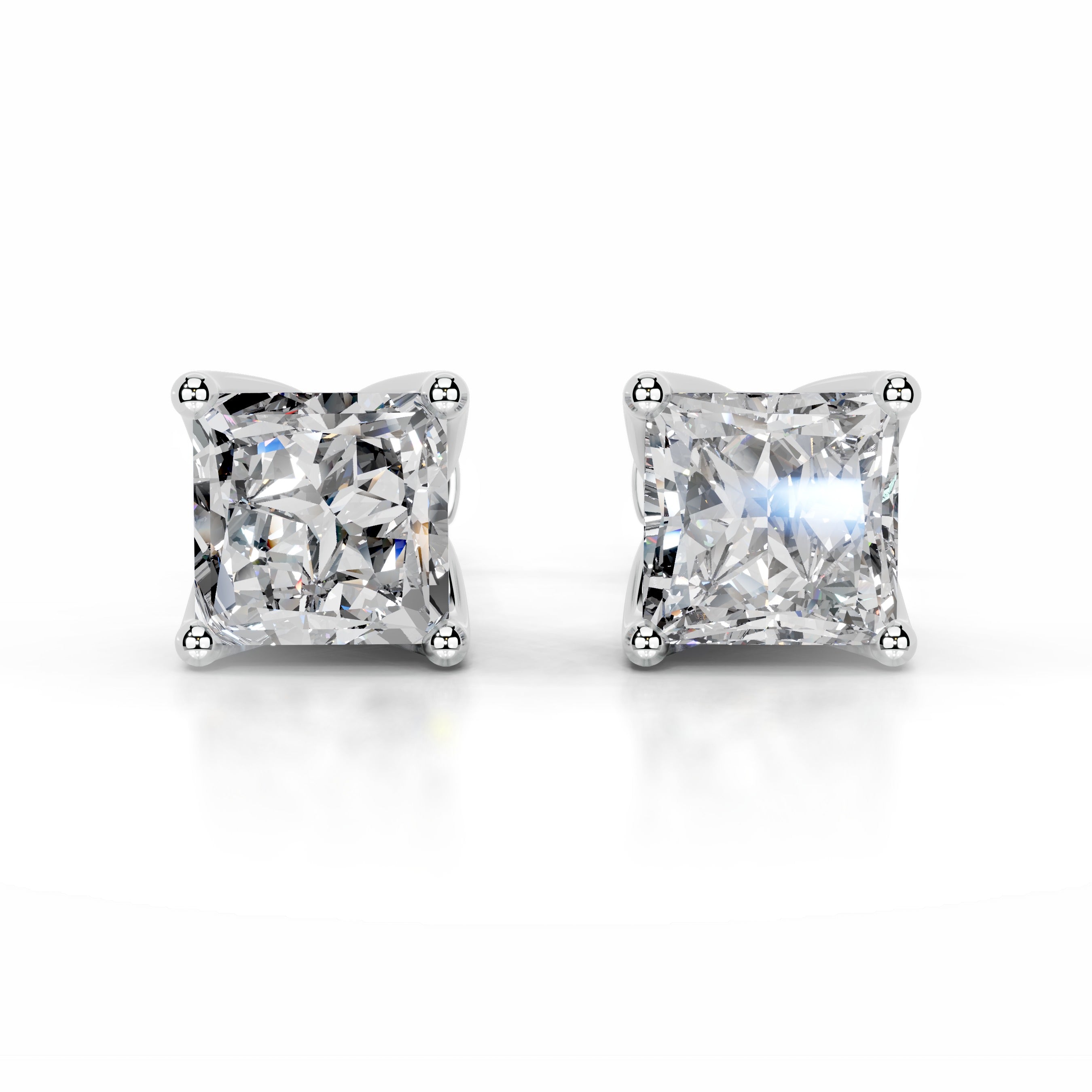 Doris Diamond Studs Earrings - 14K White Gold