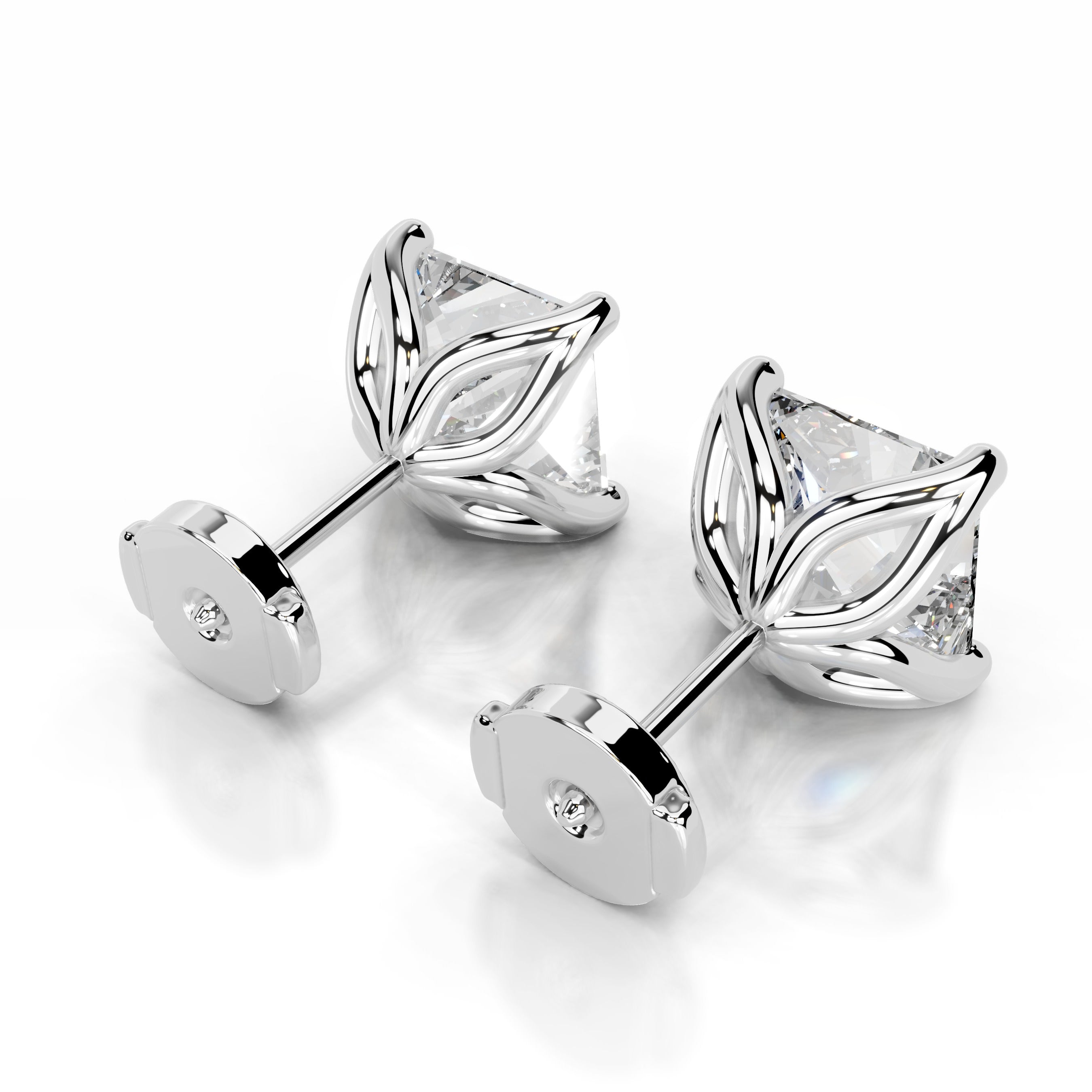 Doris Diamond Studs Earrings - 14K White Gold