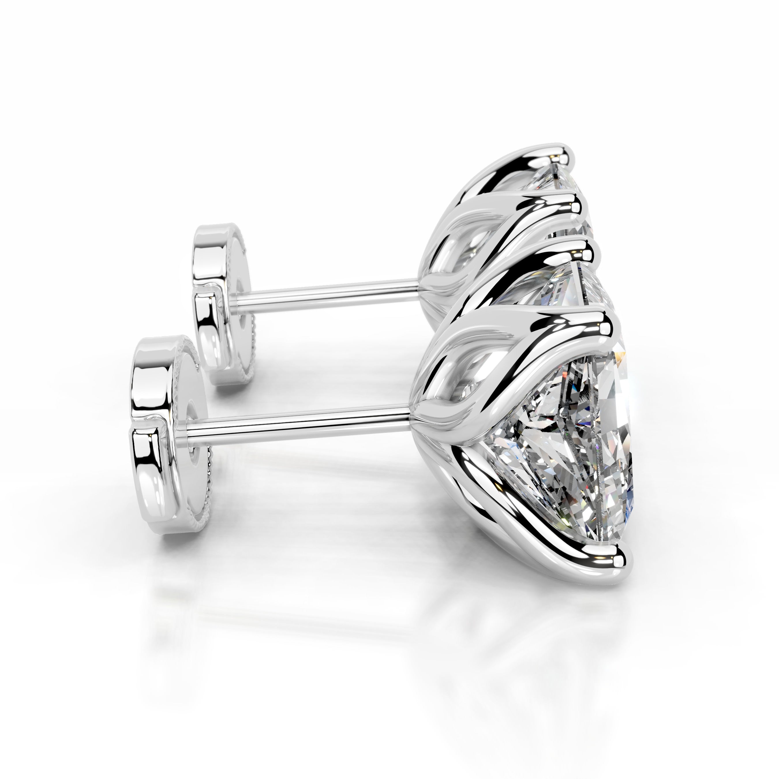 Doris Diamond Studs Earrings - 14K White Gold