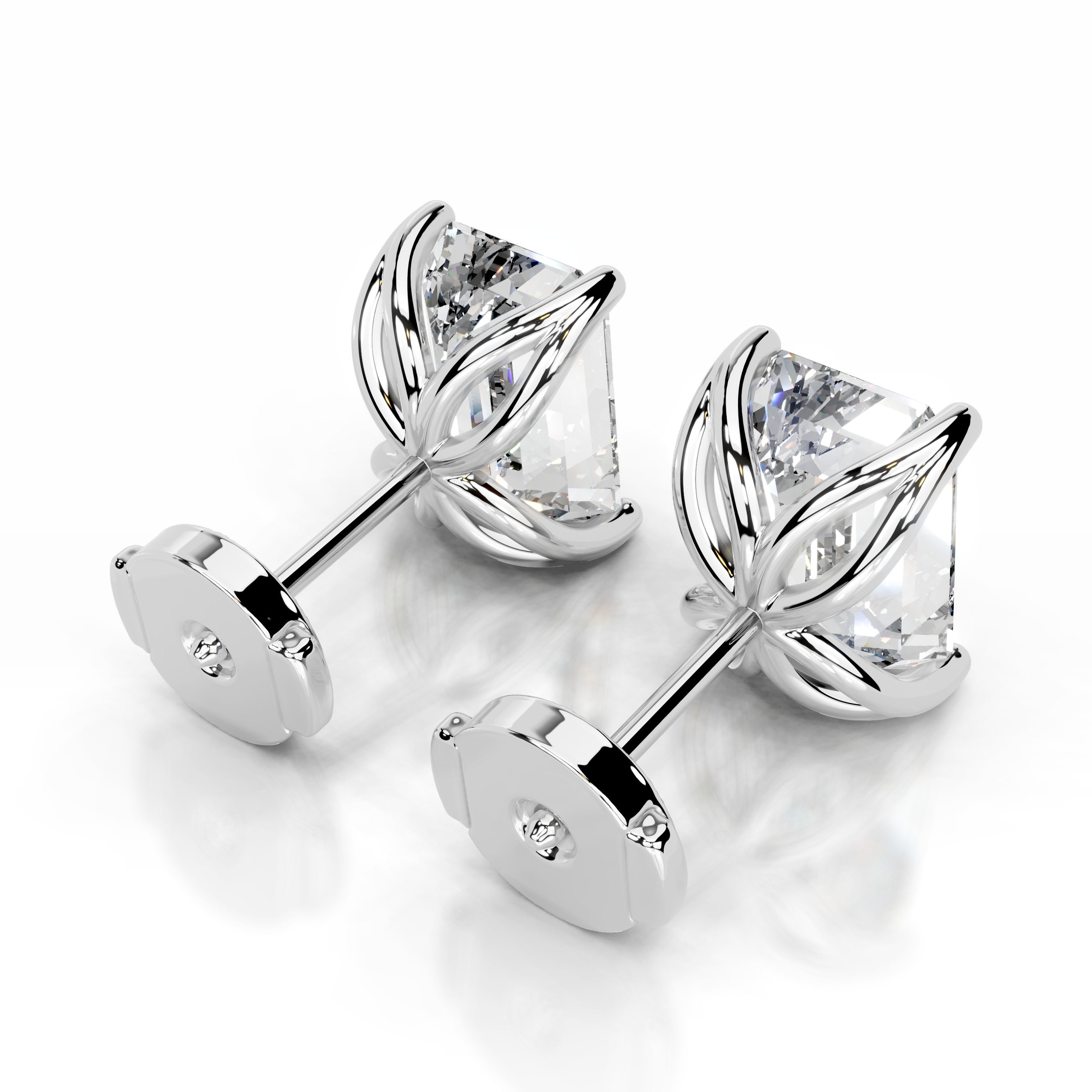 Doris Diamond Studs Earrings - 14K White Gold