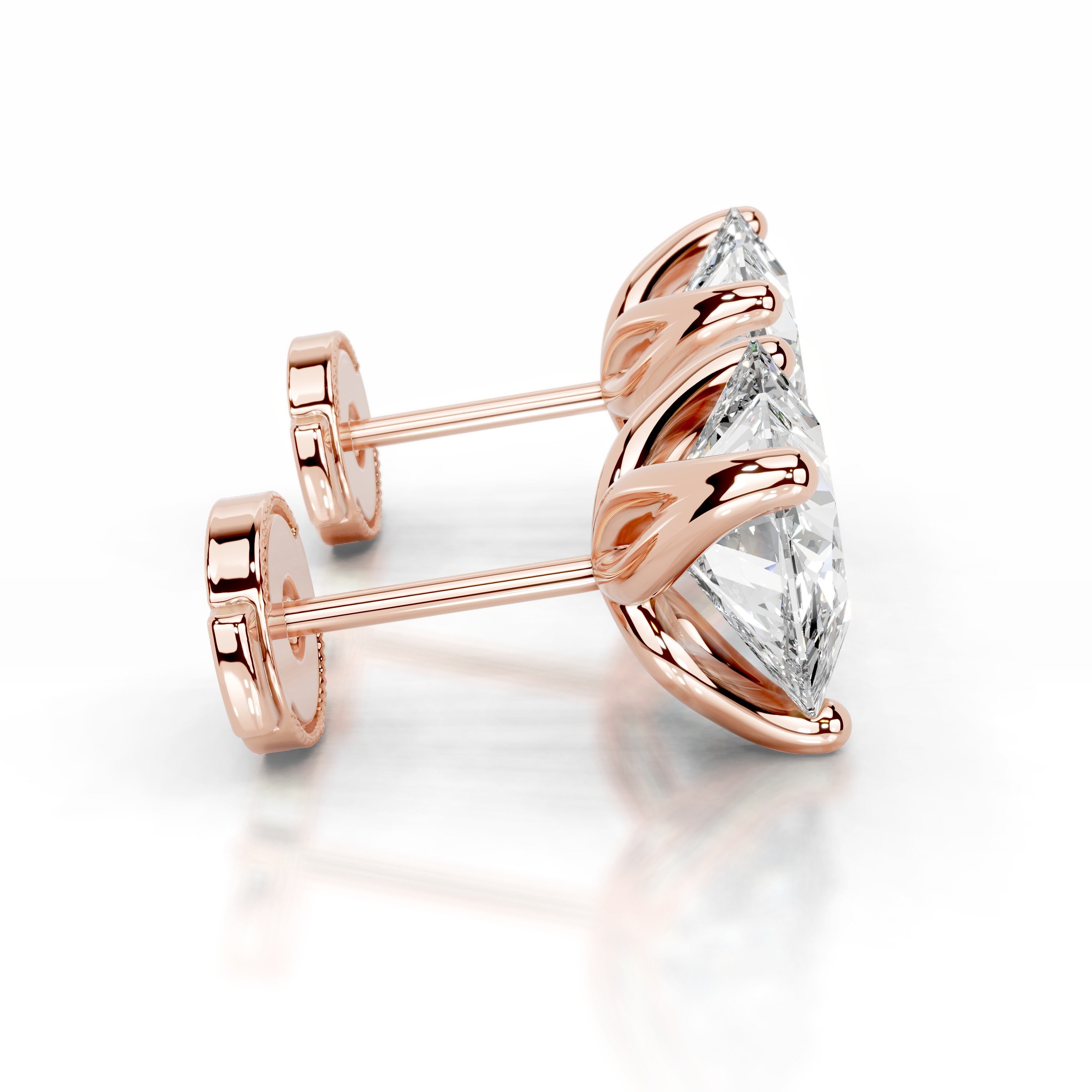 Doris Diamond Studs Earrings - 14K Rose Gold