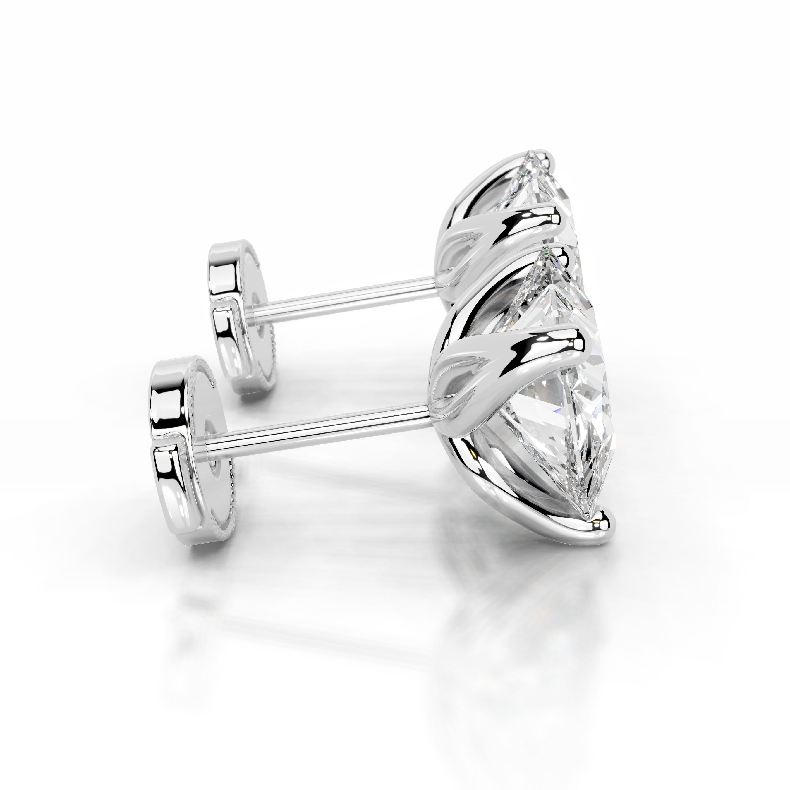 Doris Diamond Studs Earrings - 18K White Gold