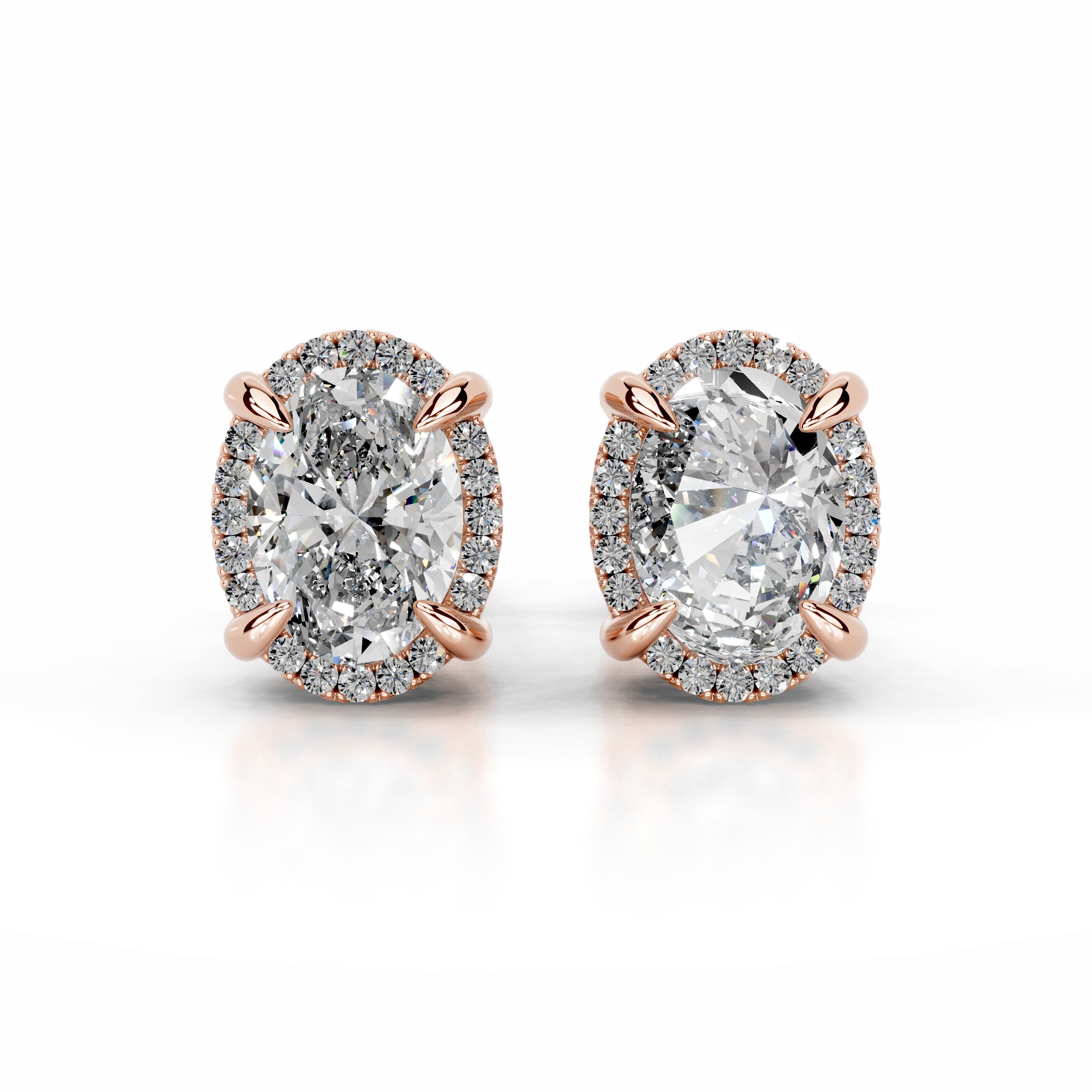 Ophelia Diamond Halo Earrings - 14K Rose Gold