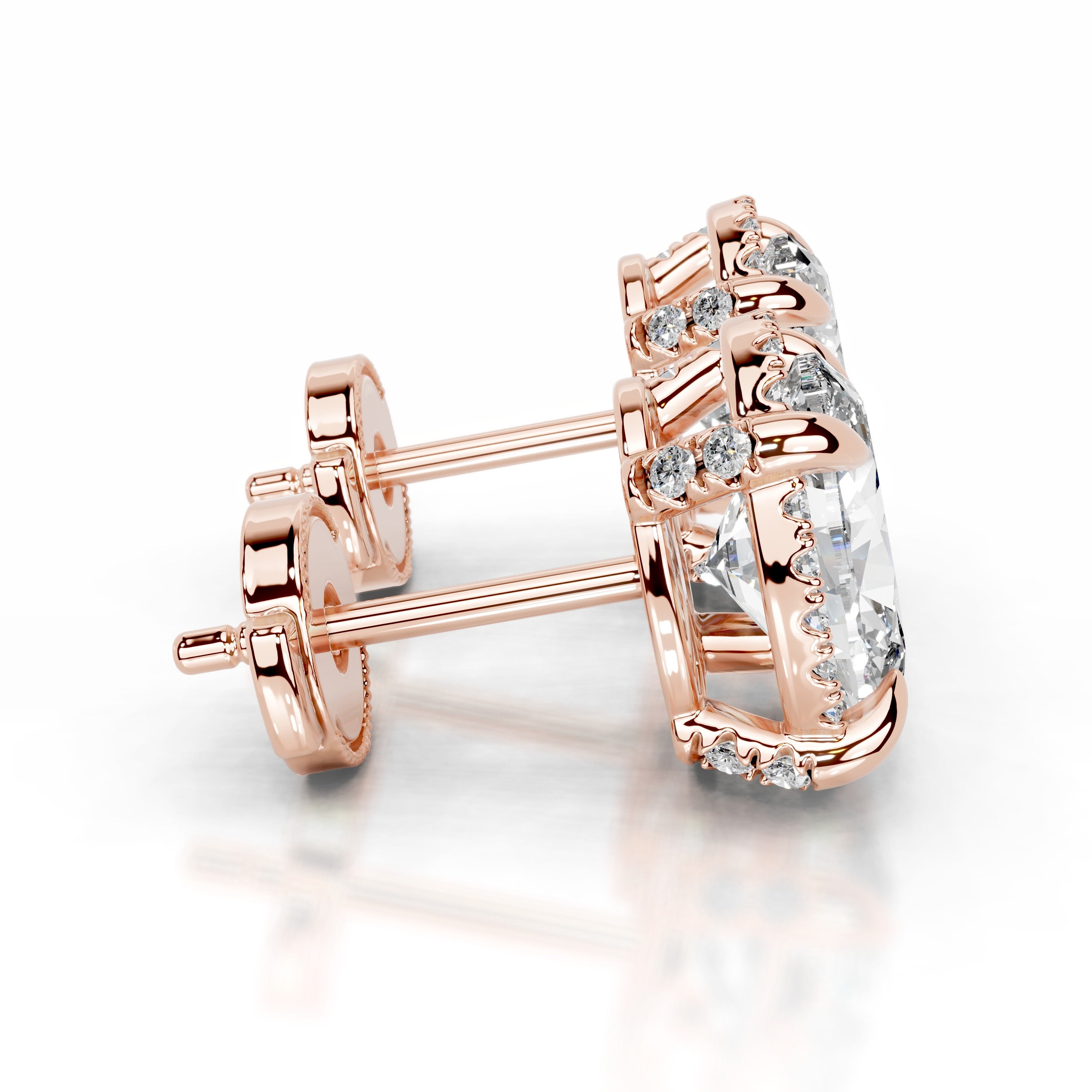 Ophelia Diamond Halo Earrings - 14K Rose Gold