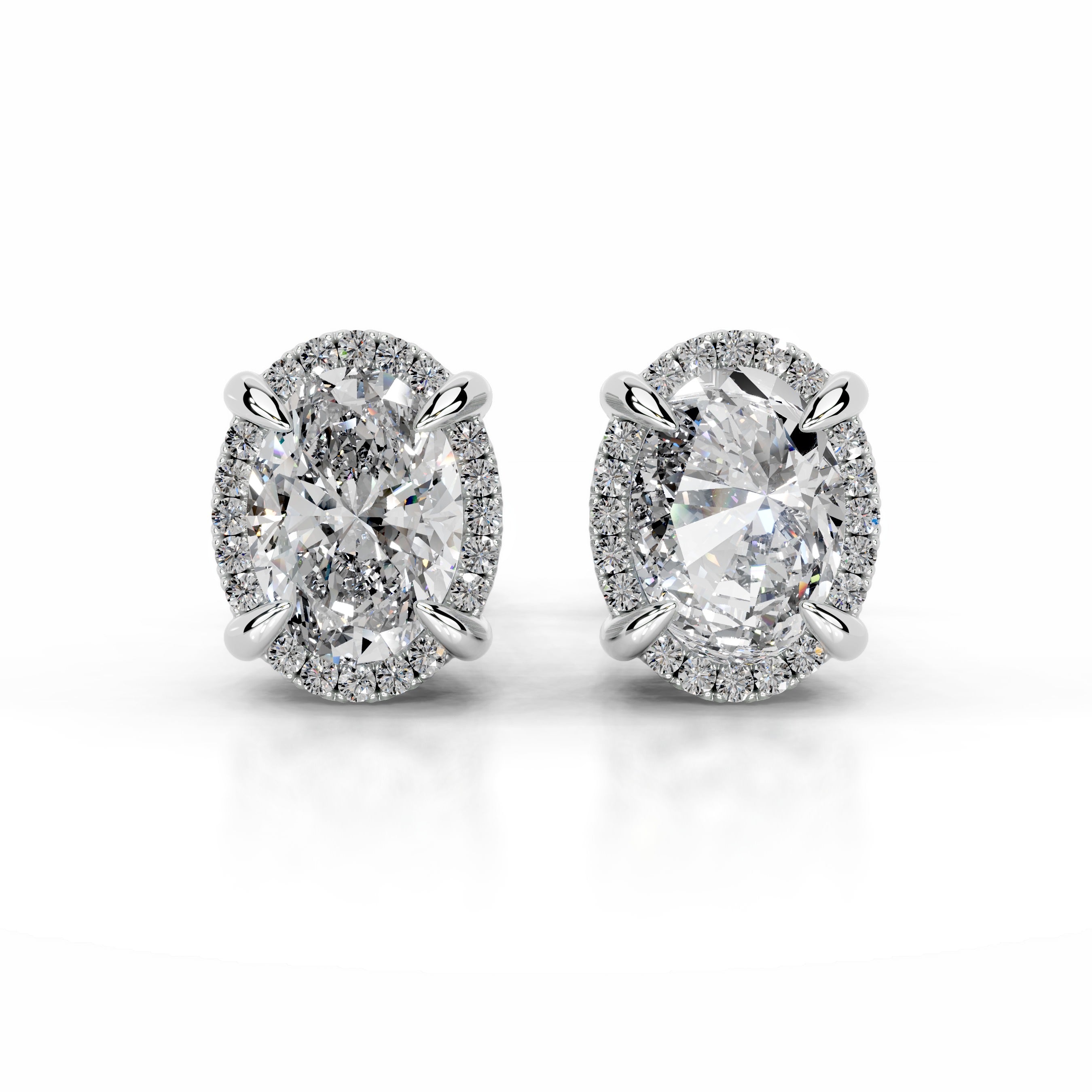 Ophelia Lab Grown Diamond Halo Earrings - 18K White Gold