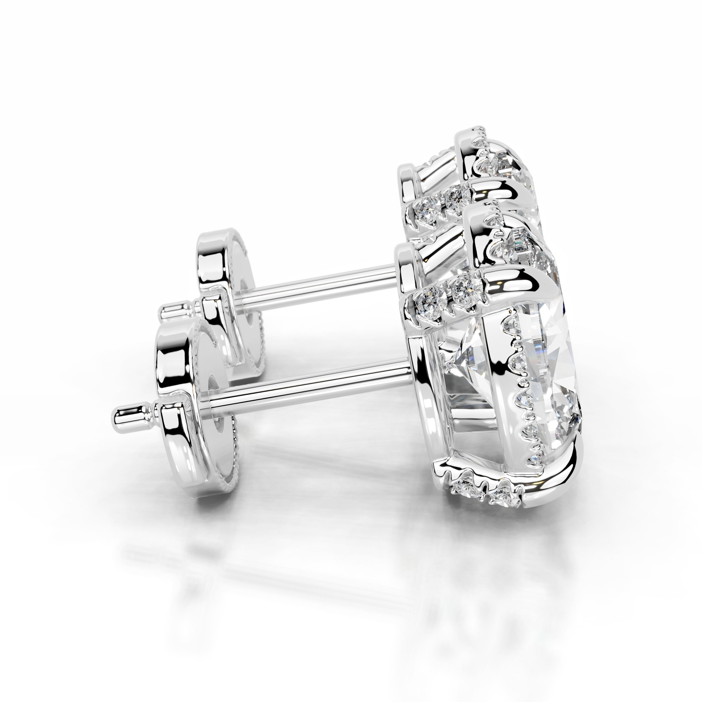 Ophelia Lab Grown Diamond Halo Earrings - 18K White Gold