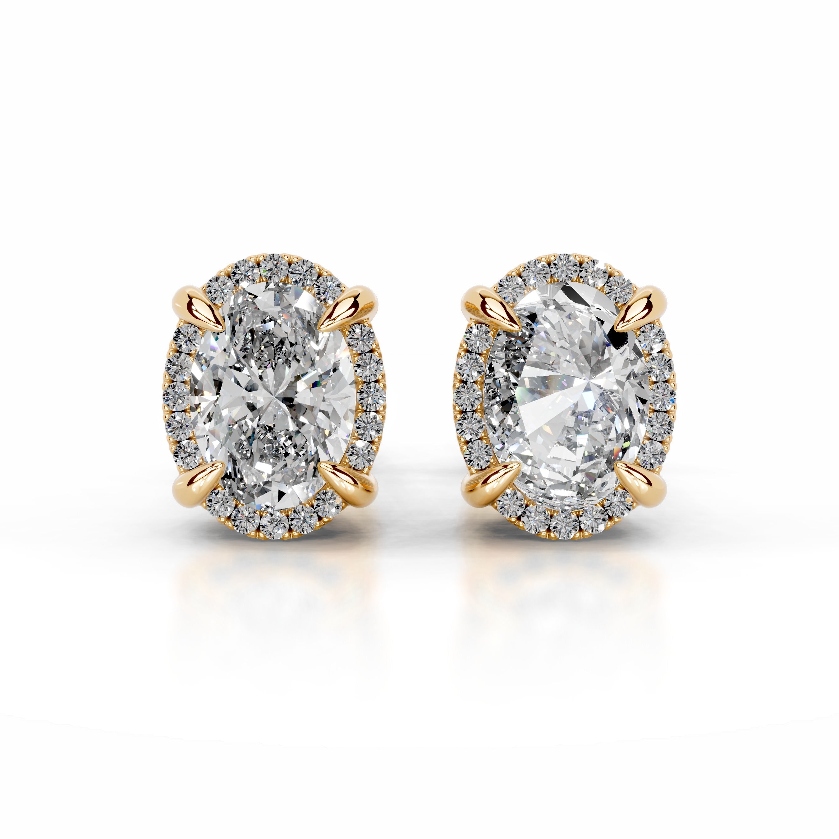 Ophelia Lab Grown Diamond Halo Earrings - 18K Yellow Gold