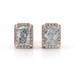 Ophelia Lab Grown Diamond Halo Earrings - 14K Rose Gold