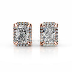 Ophelia Diamond Halo Earrings - 14K Rose Gold