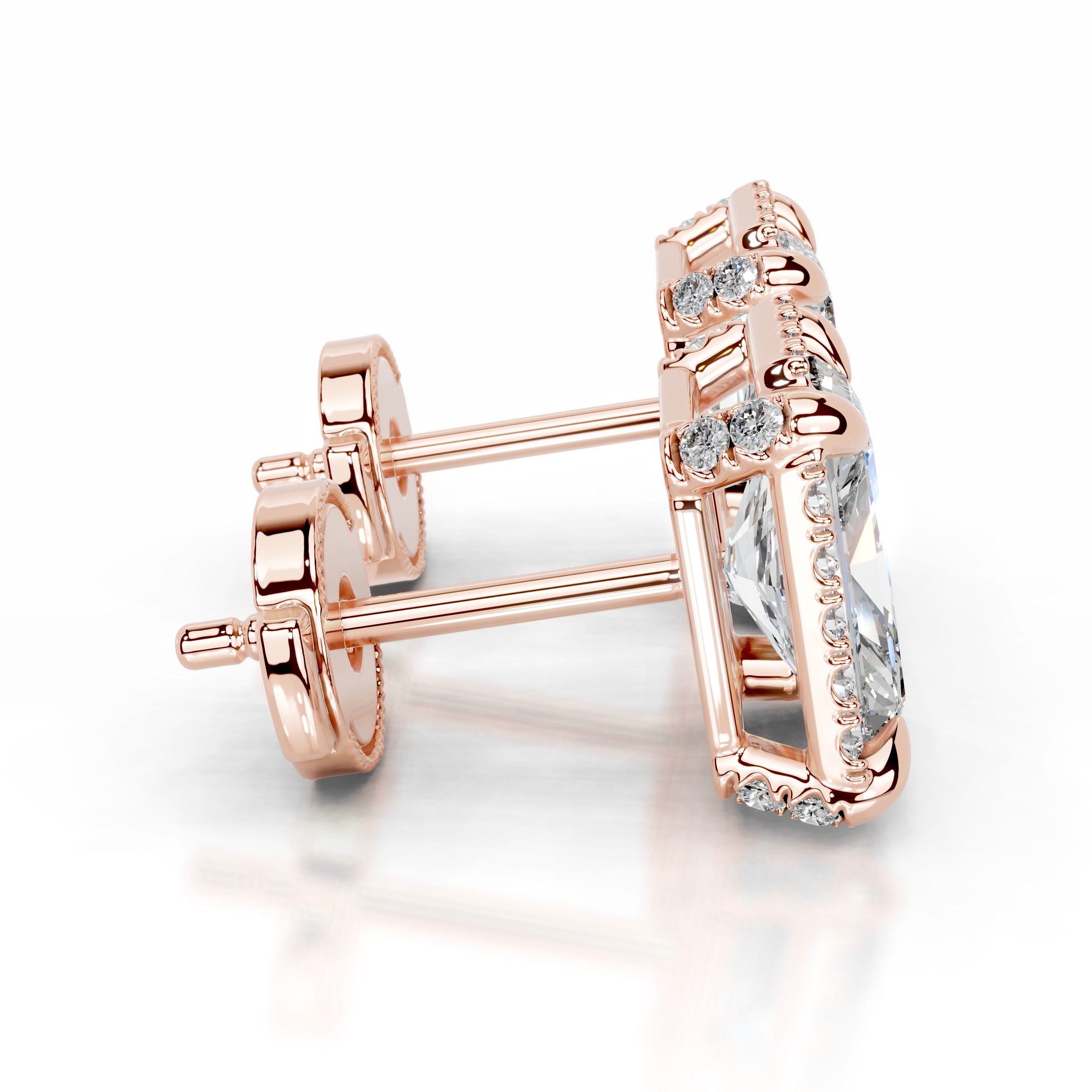 Ophelia Lab Grown Diamond Halo Earrings - 14K Rose Gold