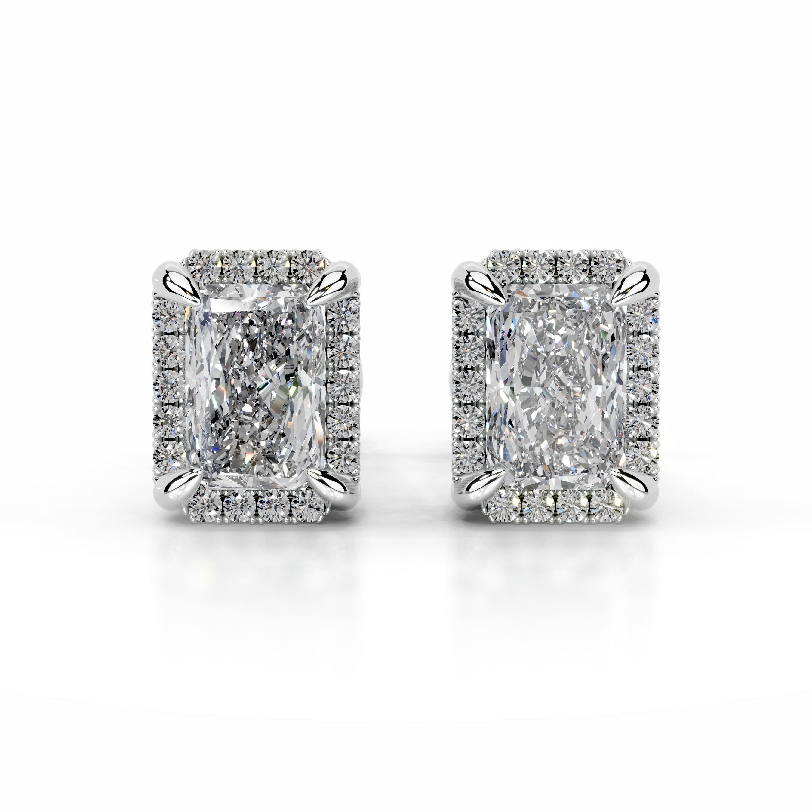 Ophelia Lab Grown Diamond Halo Earrings - 14K White Gold (RTS)