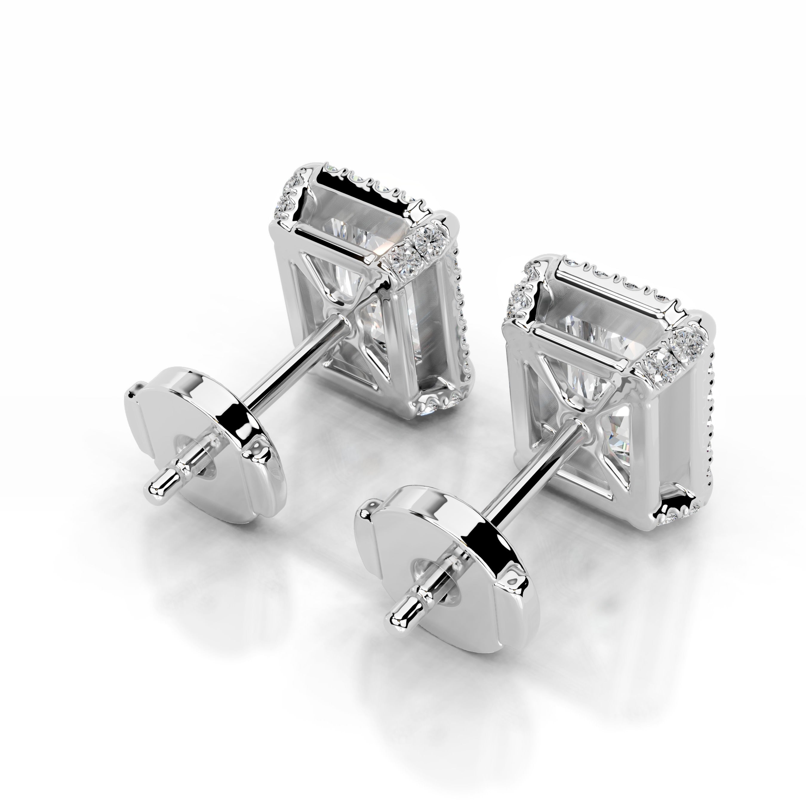 Ophelia Lab Grown Diamond Halo Earrings - 18K White Gold