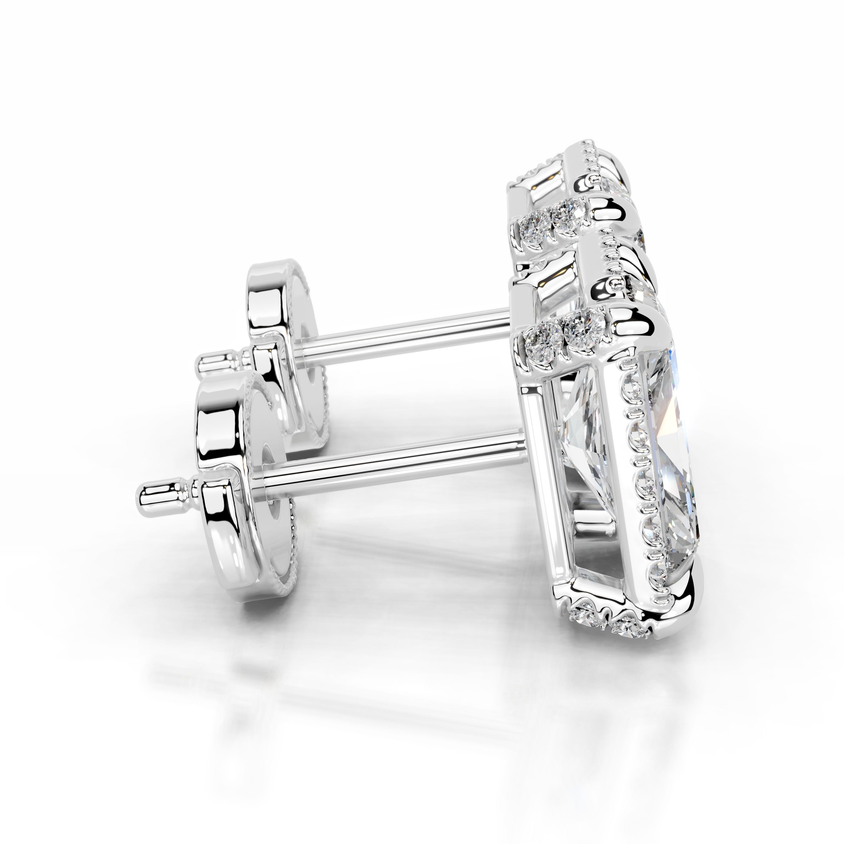 Ophelia Lab Grown Diamond Halo Earrings - 14K White Gold (RTS)