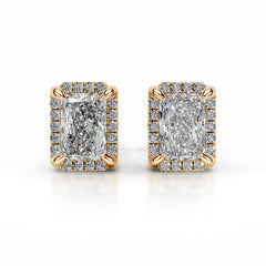 Ophelia Diamond Halo Earrings - 18K Yellow Gold