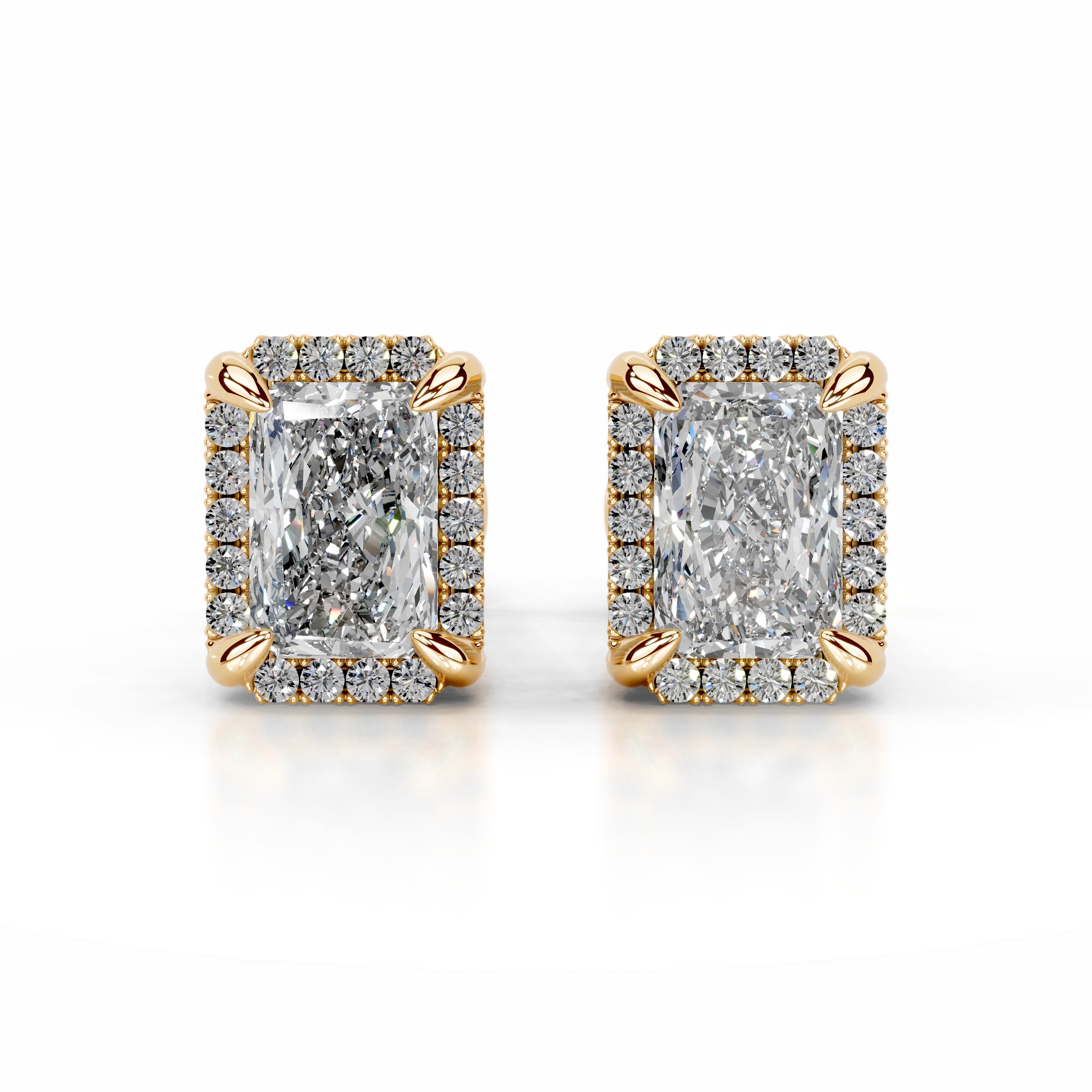 Ophelia Diamond Halo Earrings - 18K Yellow Gold