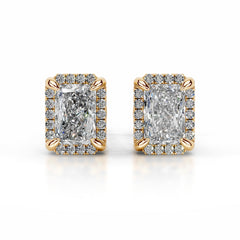 Ophelia Lab Grown Diamond Halo Earrings - 18K Yellow Gold