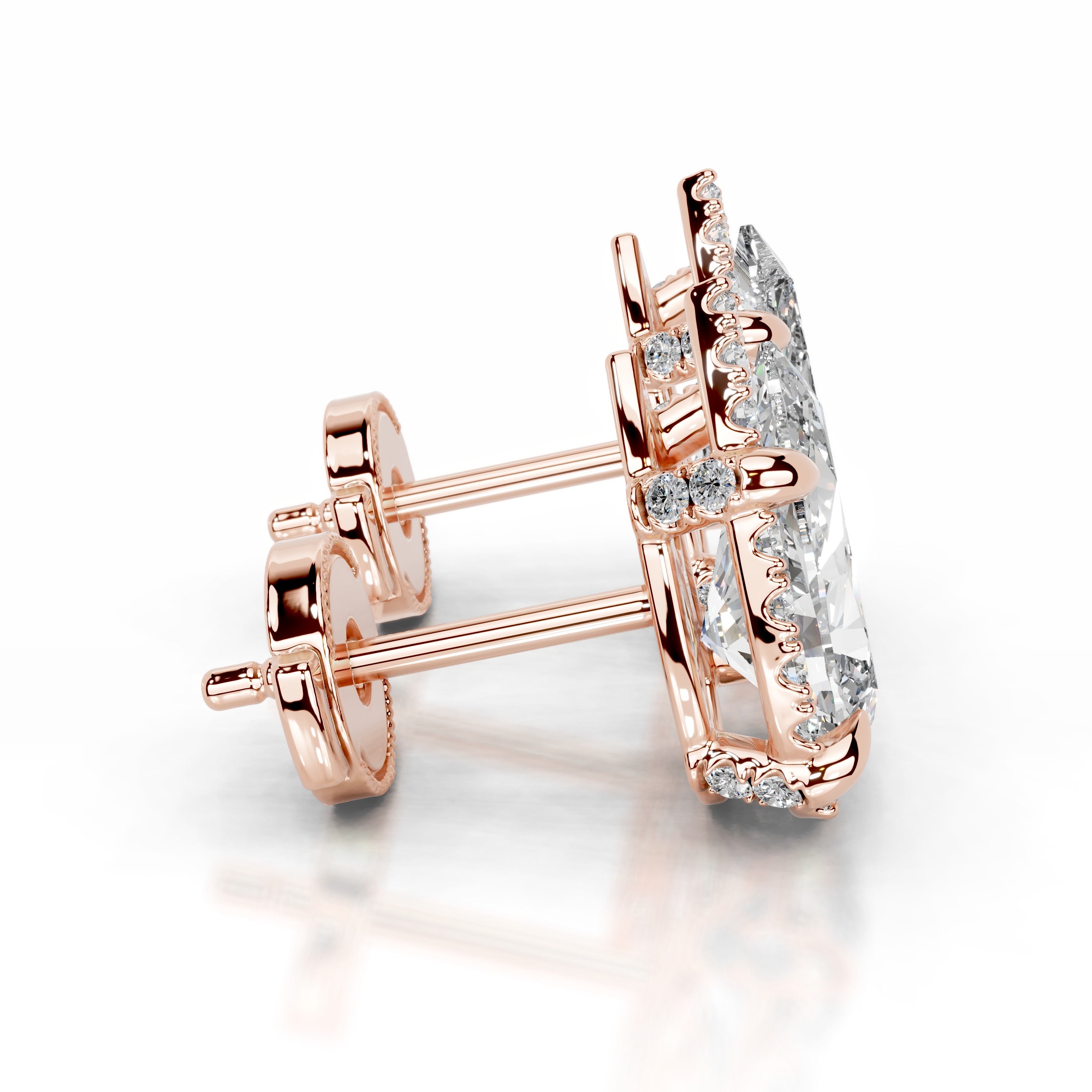 Ophelia Diamond Halo Earrings - 14K Rose Gold