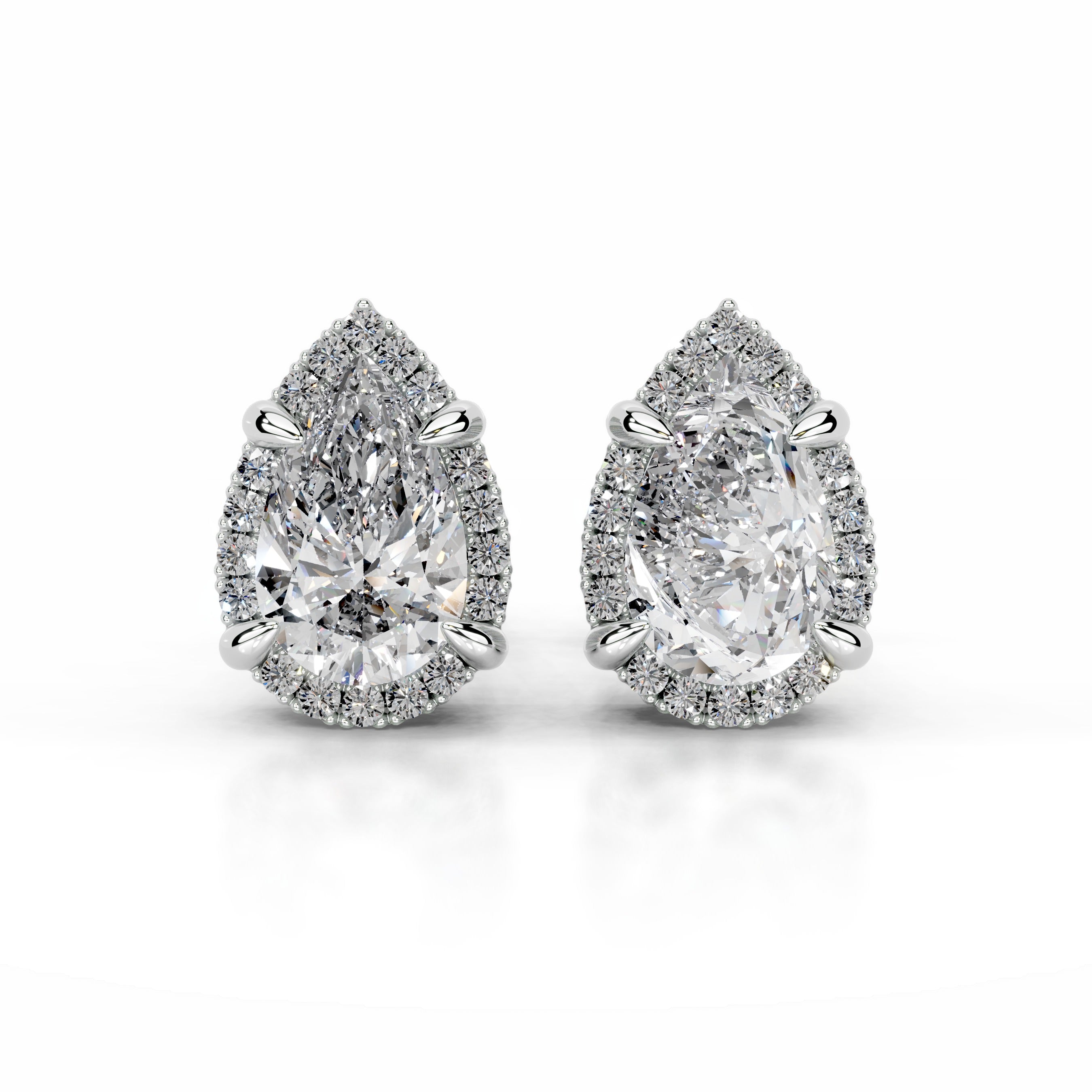 Ophelia Diamond Halo Earrings - 14K White Gold