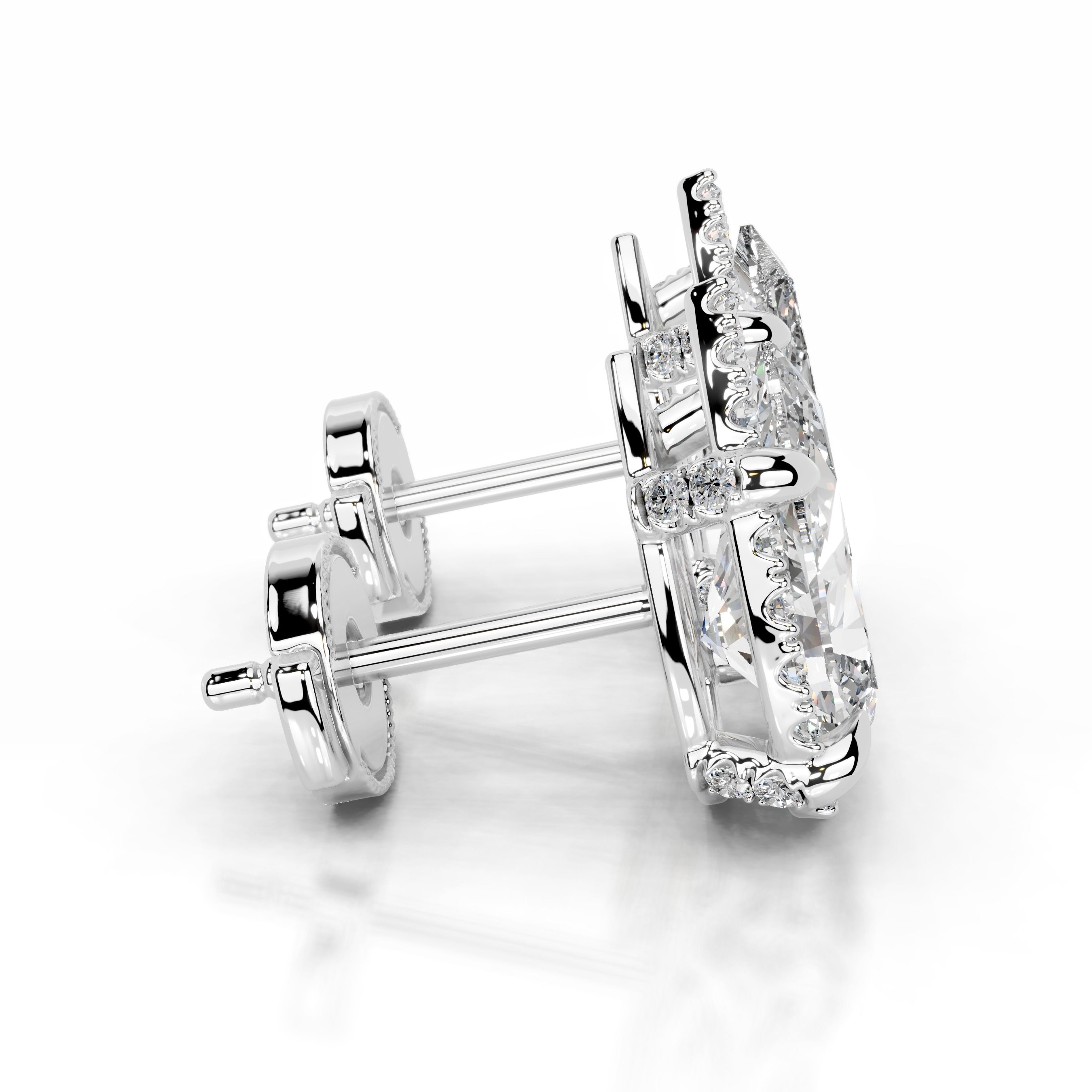 Ophelia Diamond Halo Earrings - 14K White Gold