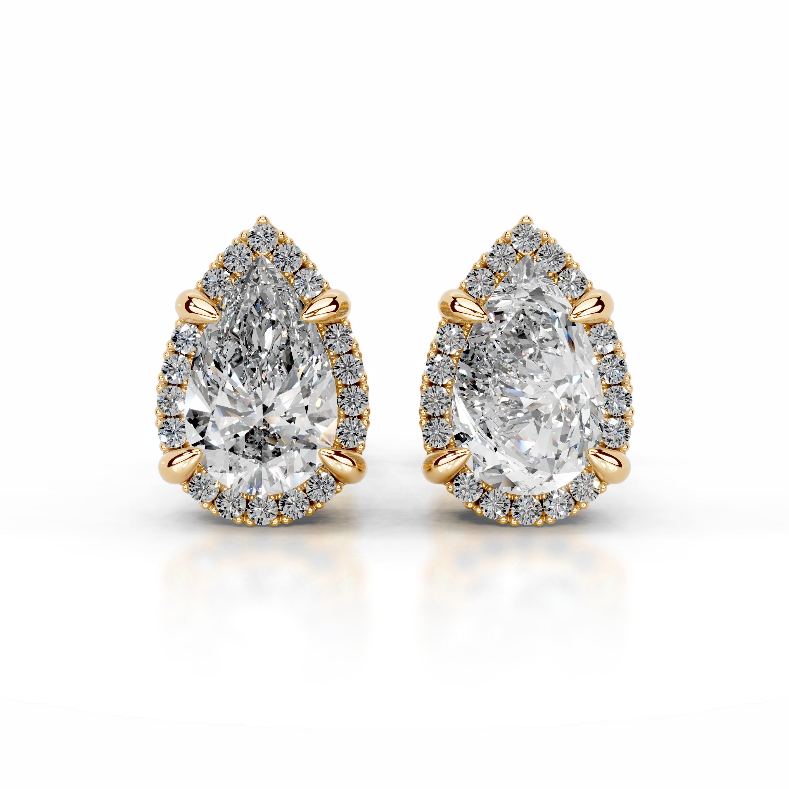 Ophelia Diamond Halo Earrings - 18K Yellow Gold