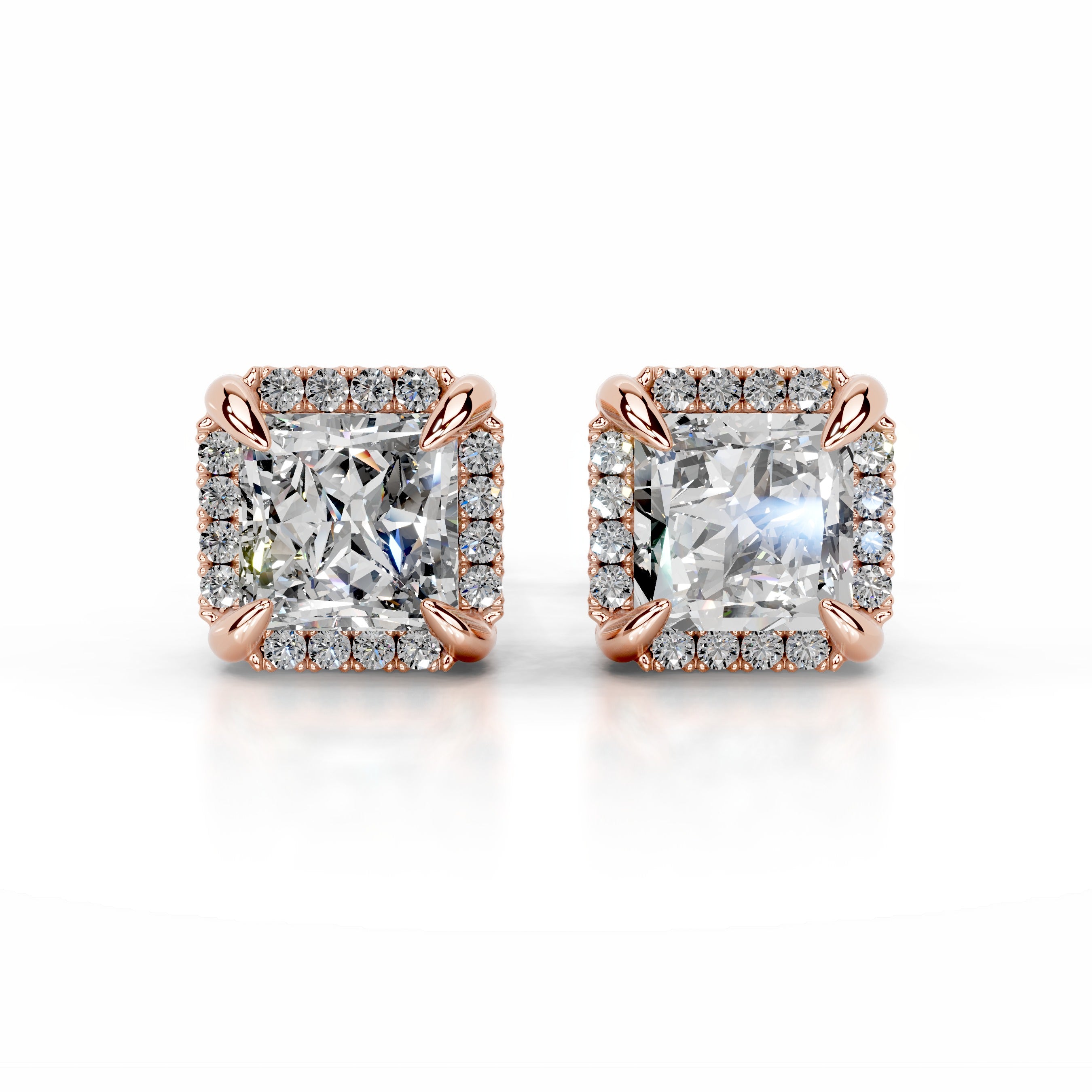 Ophelia Diamond Halo Earrings - 14K Rose Gold