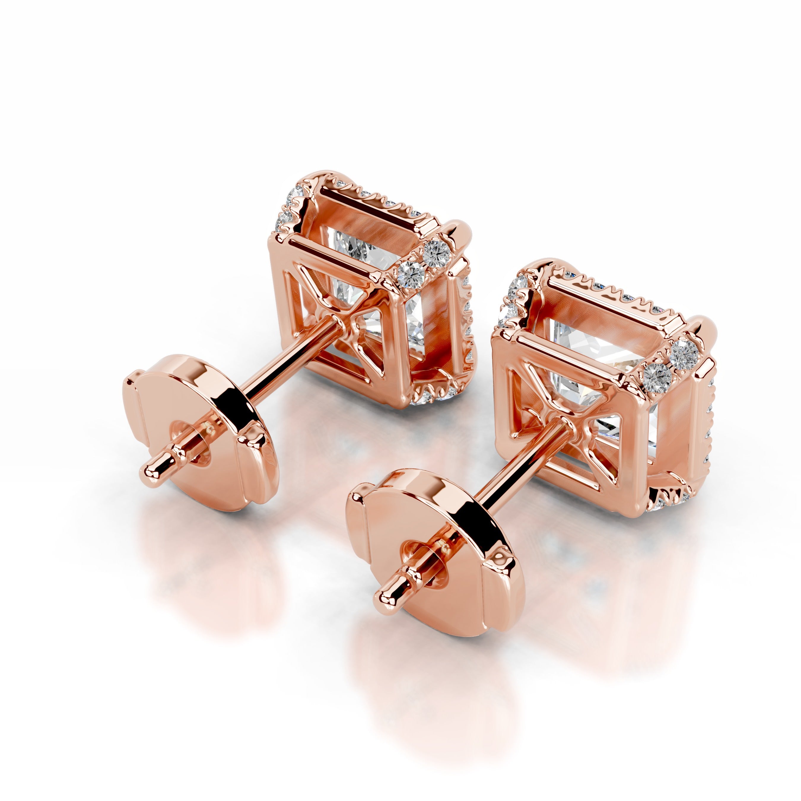 Ophelia Diamond Halo Earrings - 14K Rose Gold