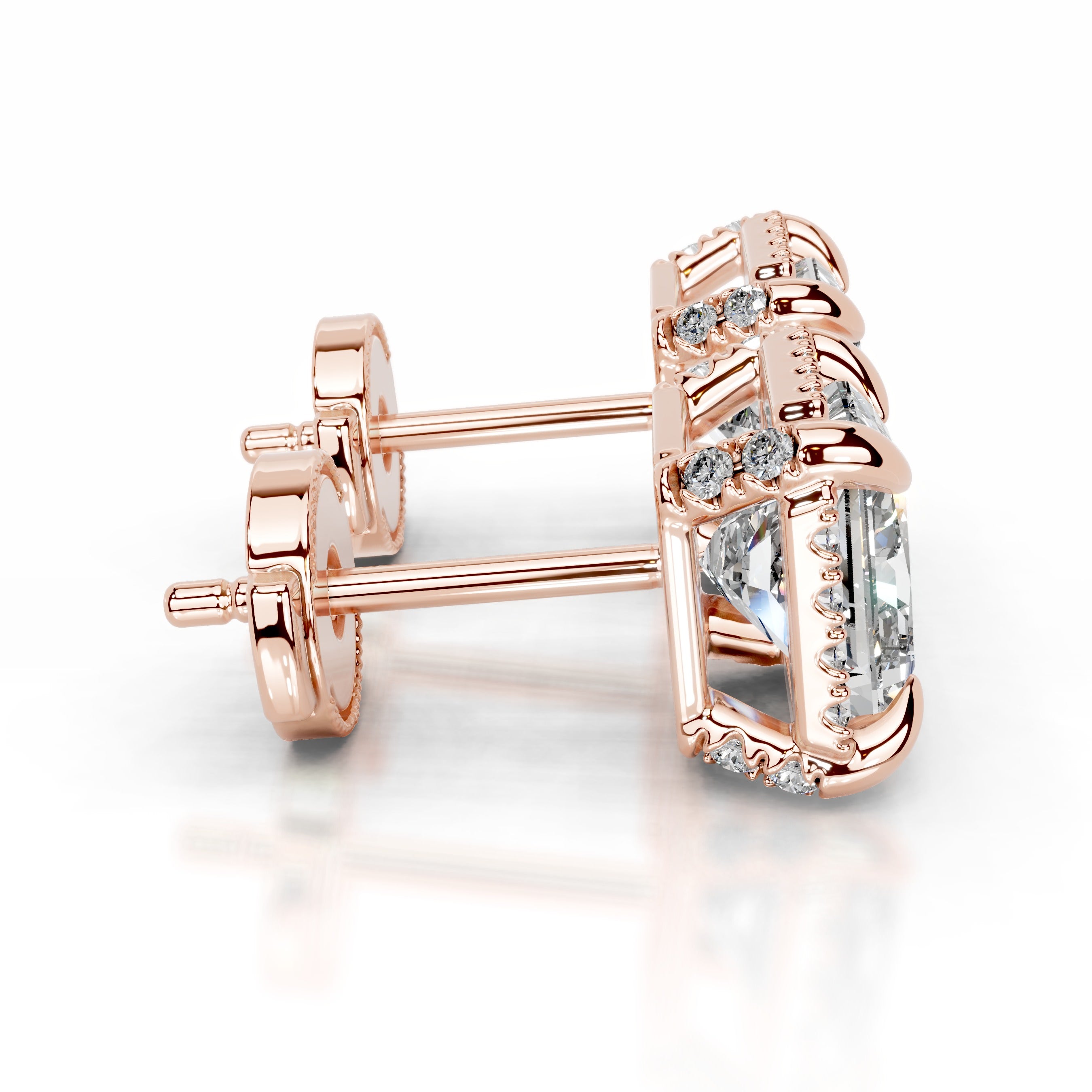 Ophelia Diamond Halo Earrings - 14K Rose Gold