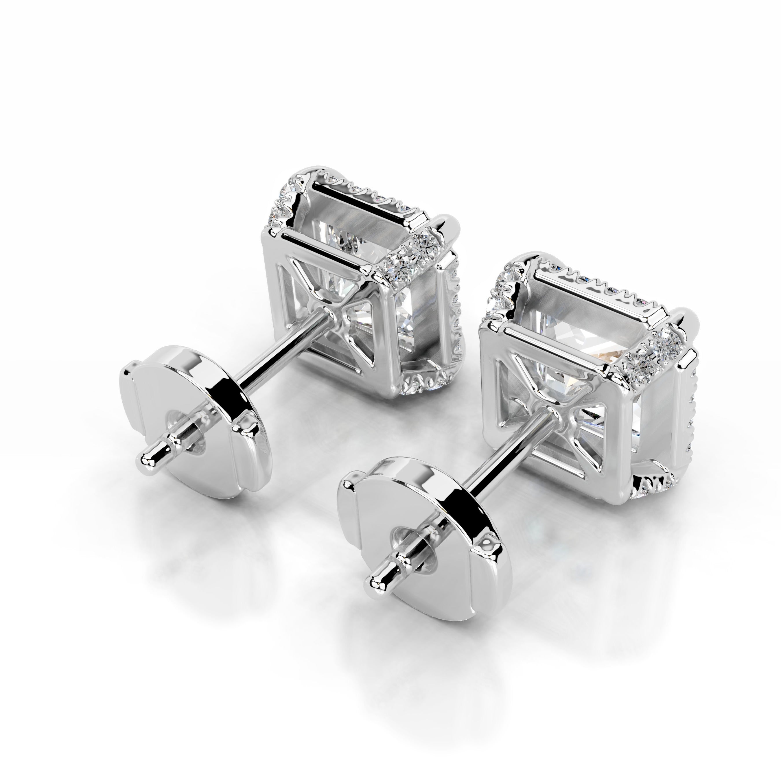 Ophelia Diamond Halo Earrings - 14K White Gold