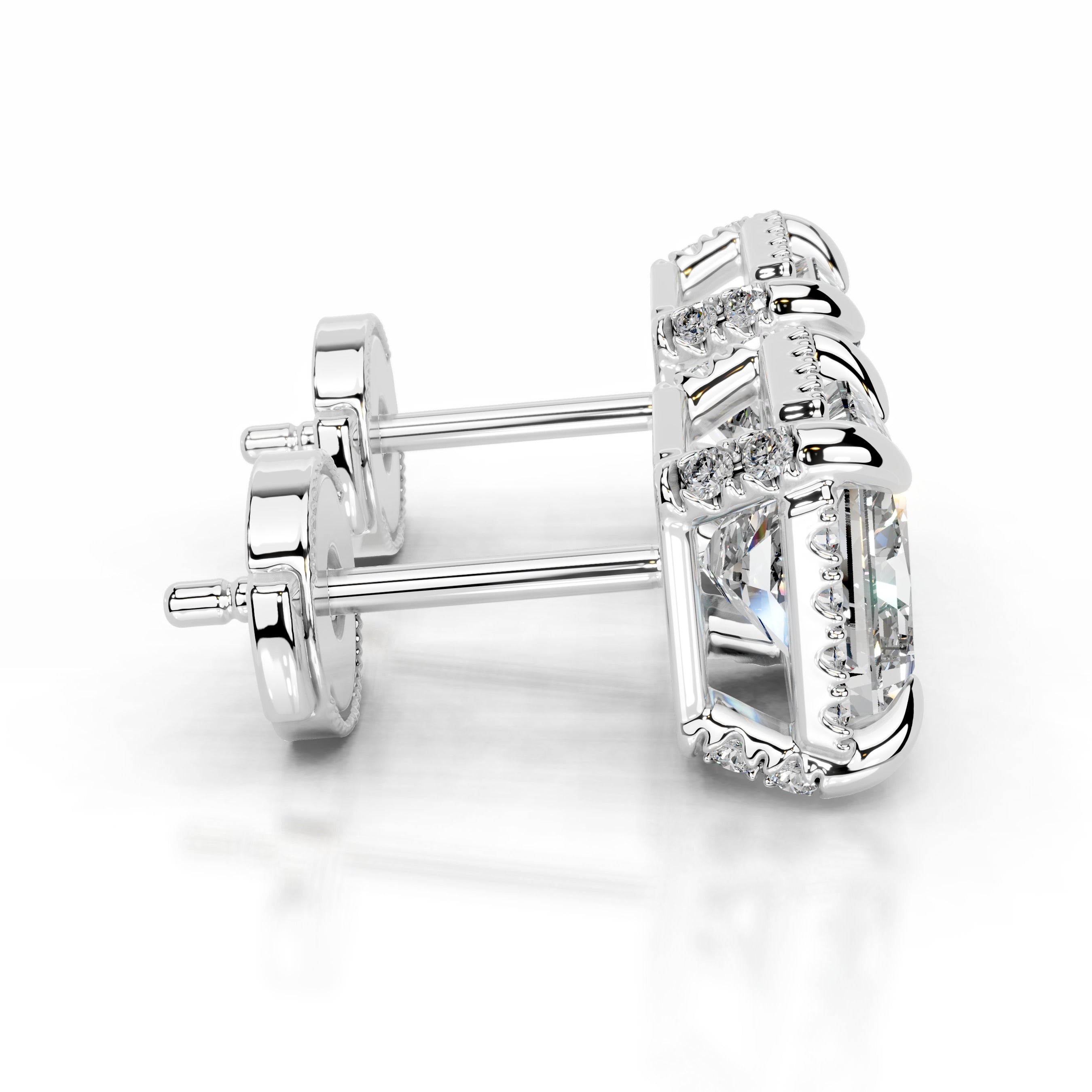 Ophelia Diamond Halo Earrings - 14K White Gold