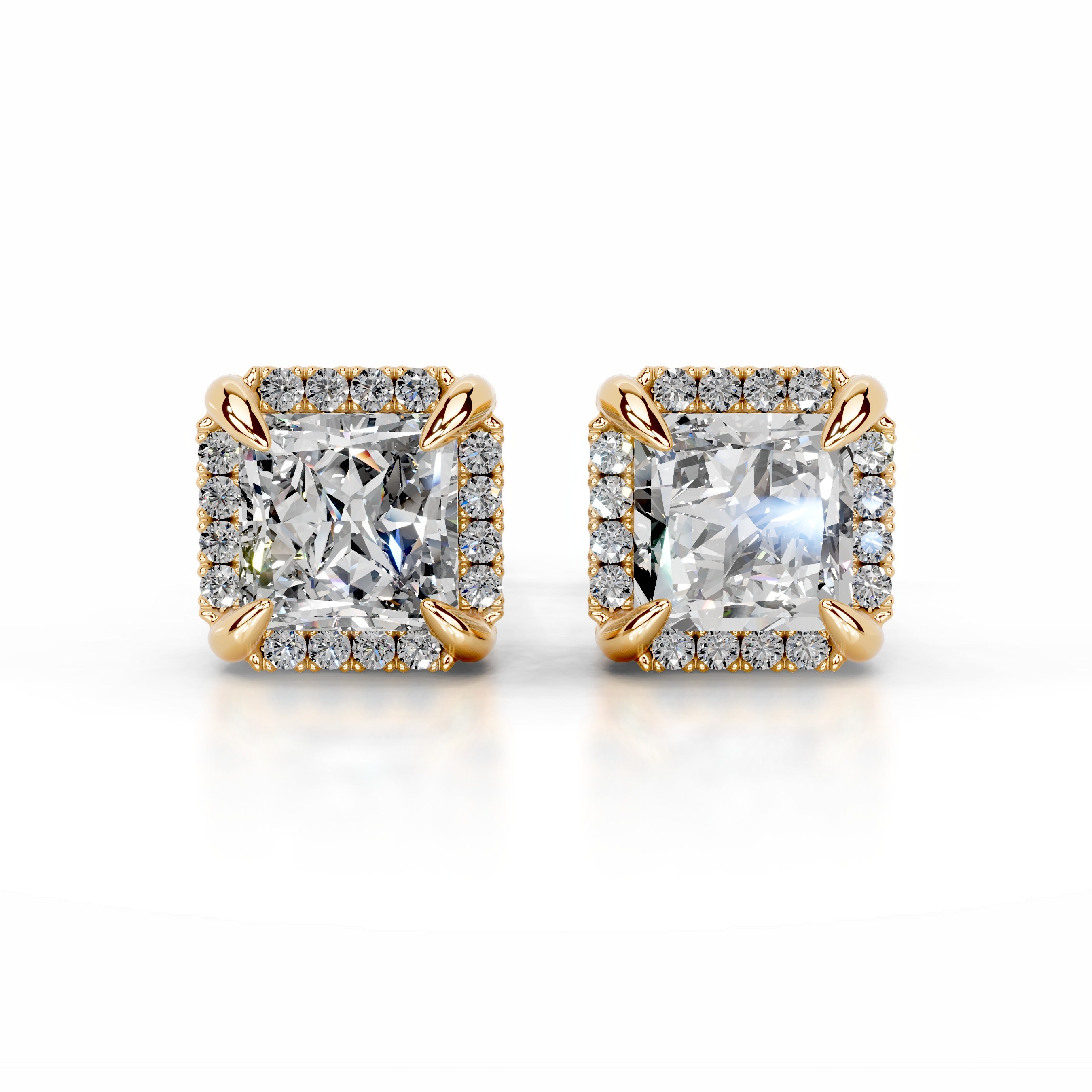 Ophelia Diamond Halo Earrings - 18K Yellow Gold