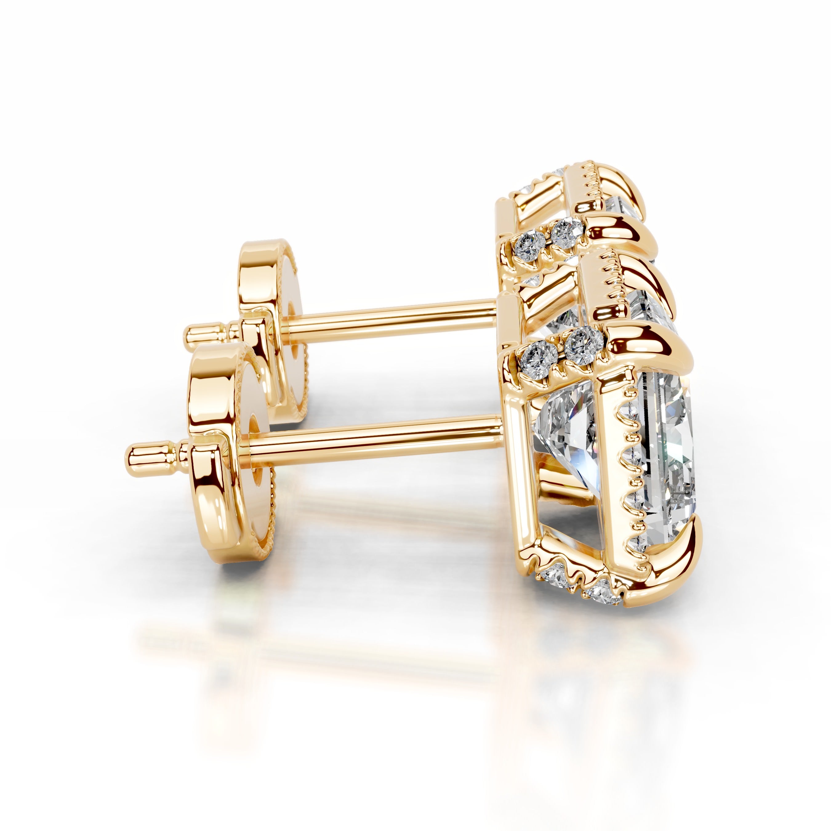 Ophelia Diamond Halo Earrings - 18K Yellow Gold