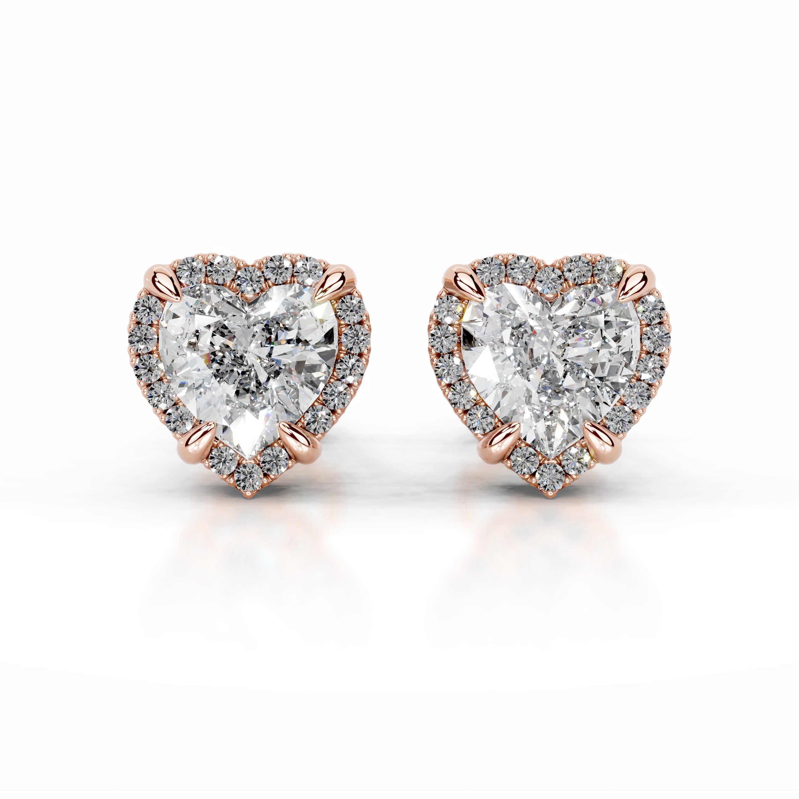 Ophelia Diamond Halo Earrings - 14K Rose Gold