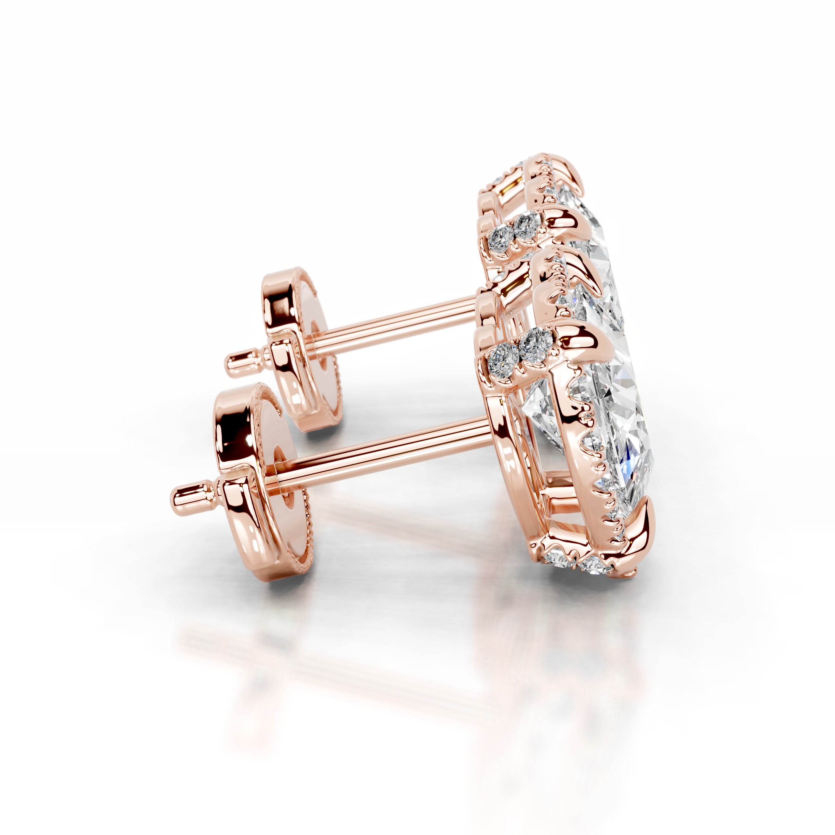 Ophelia Lab Grown Diamond Halo Earrings - 14K Rose Gold