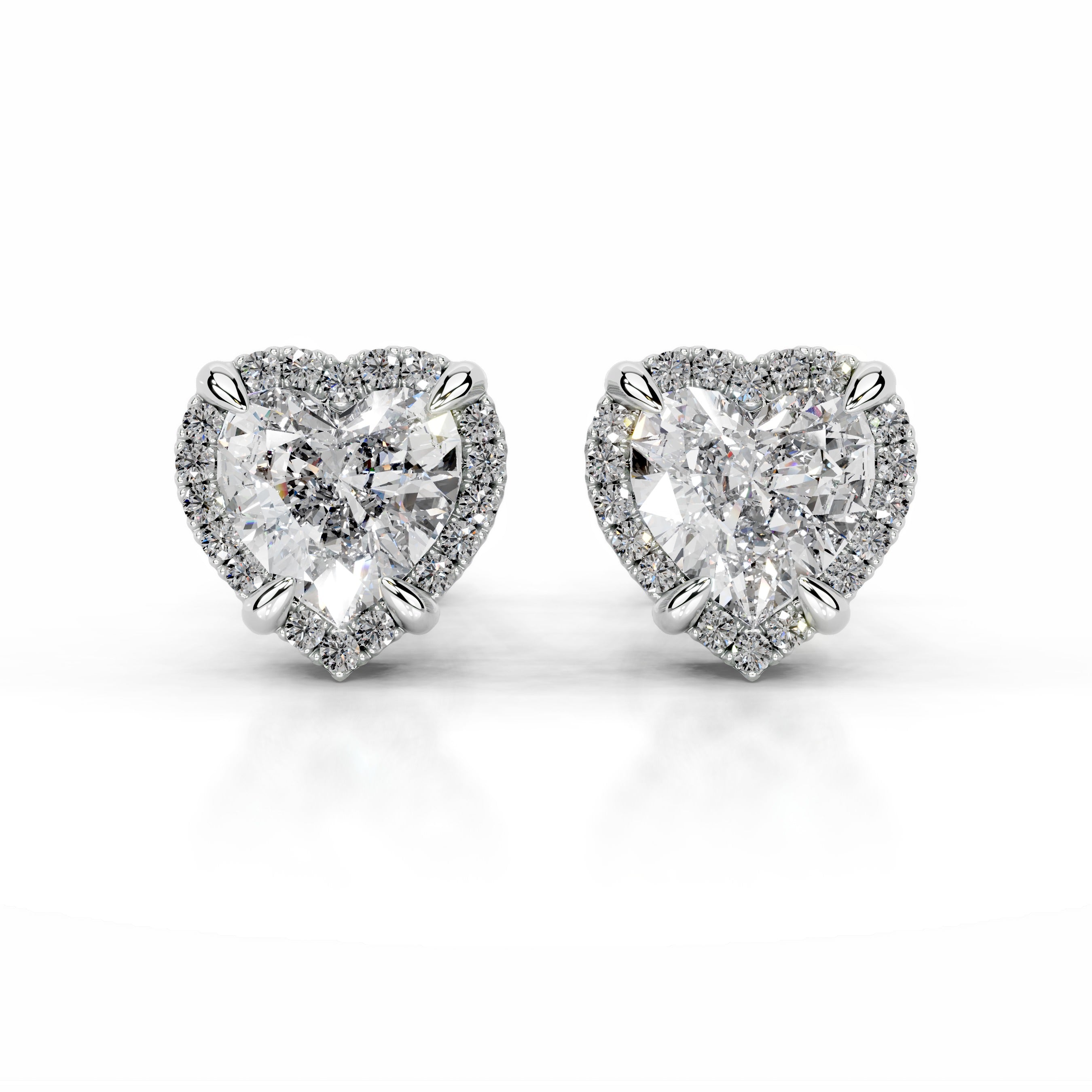 Ophelia Diamond Halo Earrings - 18K White Gold