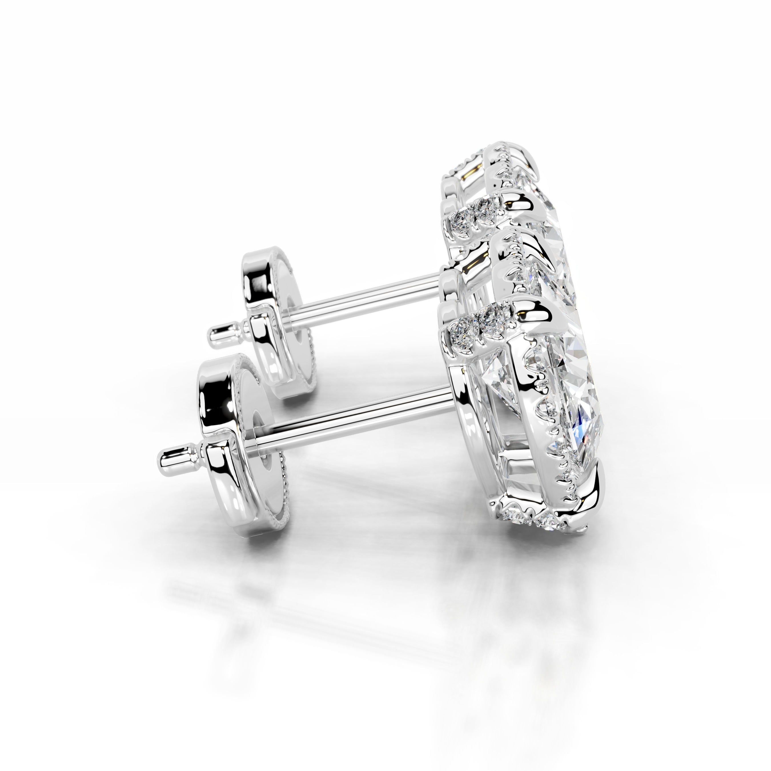 Ophelia Diamond Halo Earrings - 18K White Gold