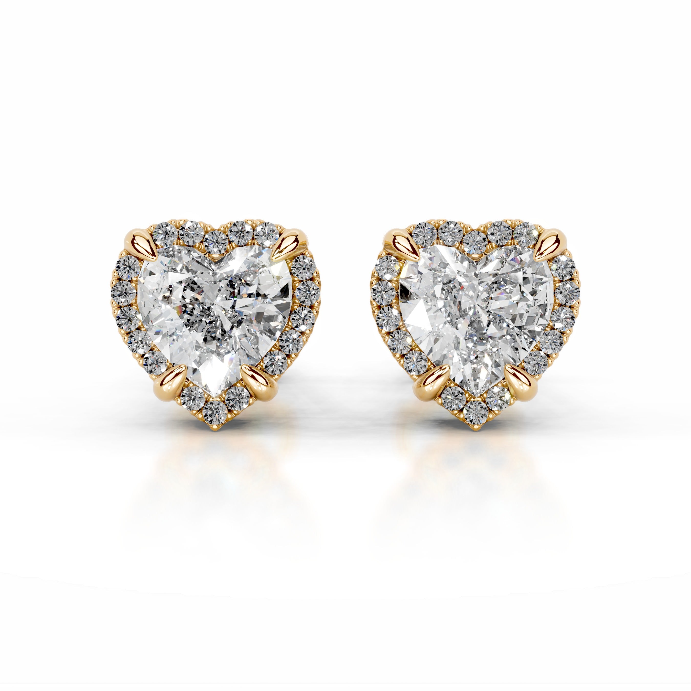 Ophelia Diamond Halo Earrings - 18K Yellow Gold