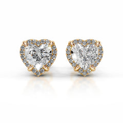 Ophelia Lab Grown Diamond Halo Earrings - 18K Yellow Gold